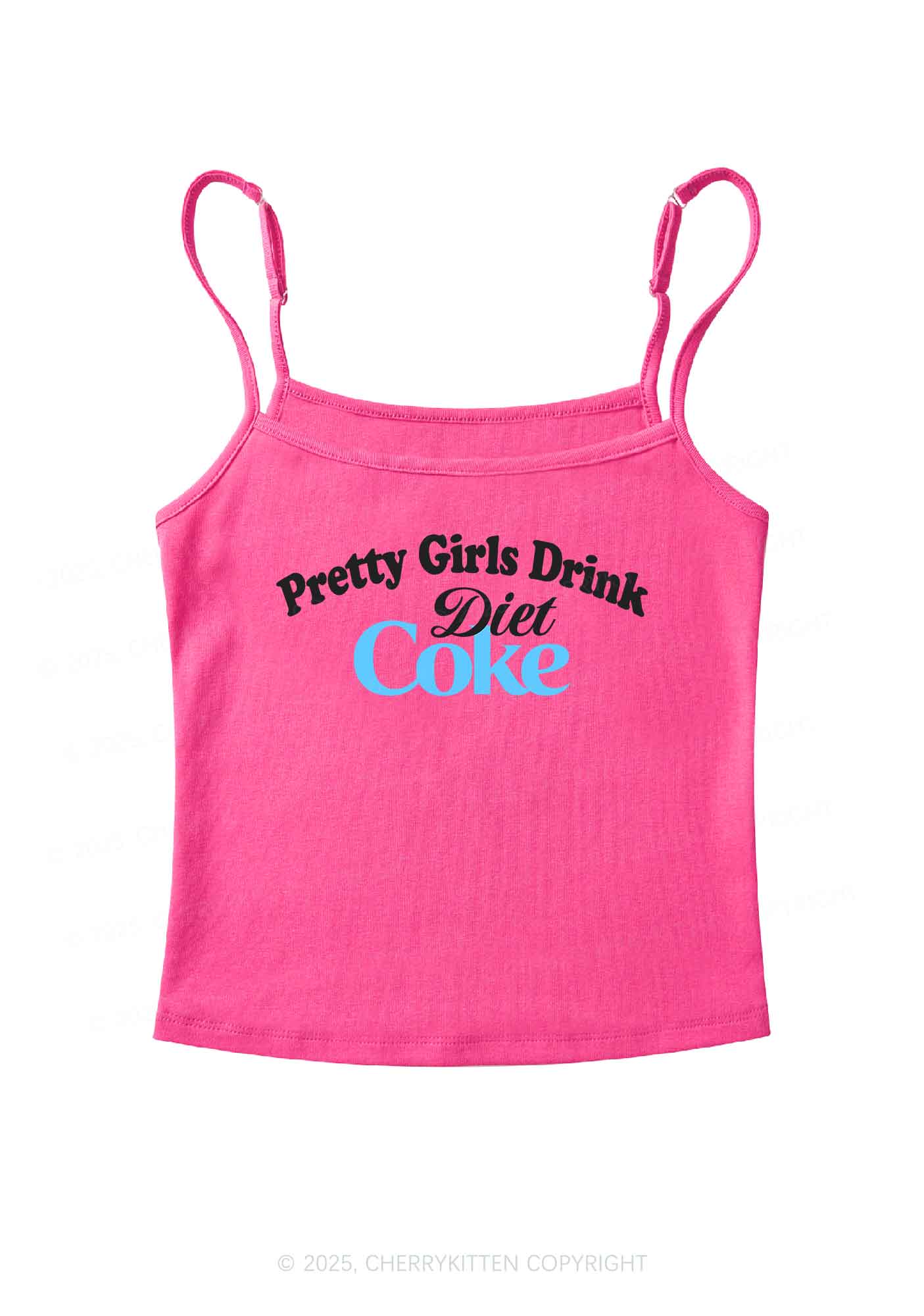 Pretty Girls Drink Diet Coke Y2K Spaghetti Strap Cami Cherrykitten - Image 5