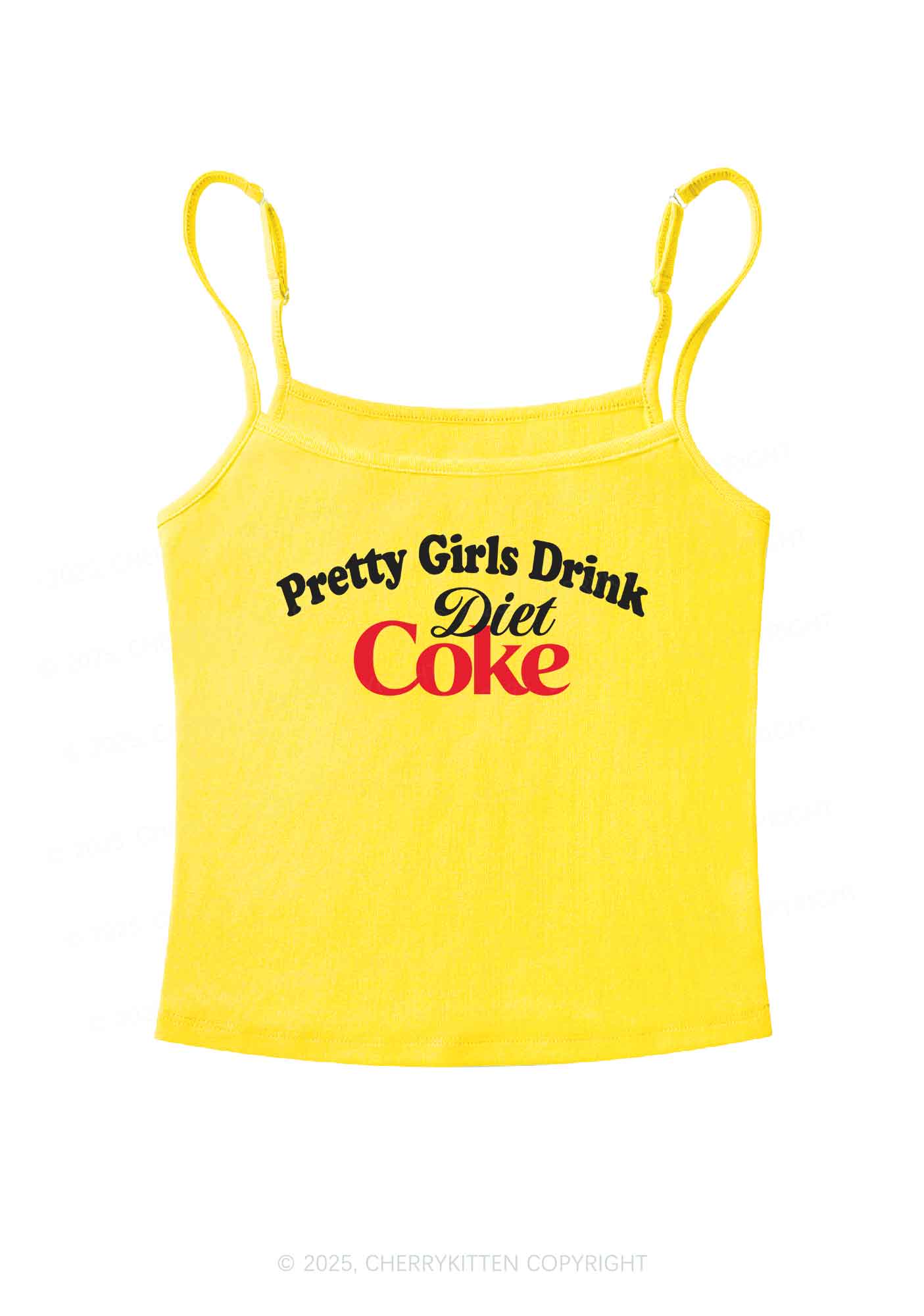 Pretty Girls Drink Diet Coke Y2K Spaghetti Strap Cami Cherrykitten - Image 6