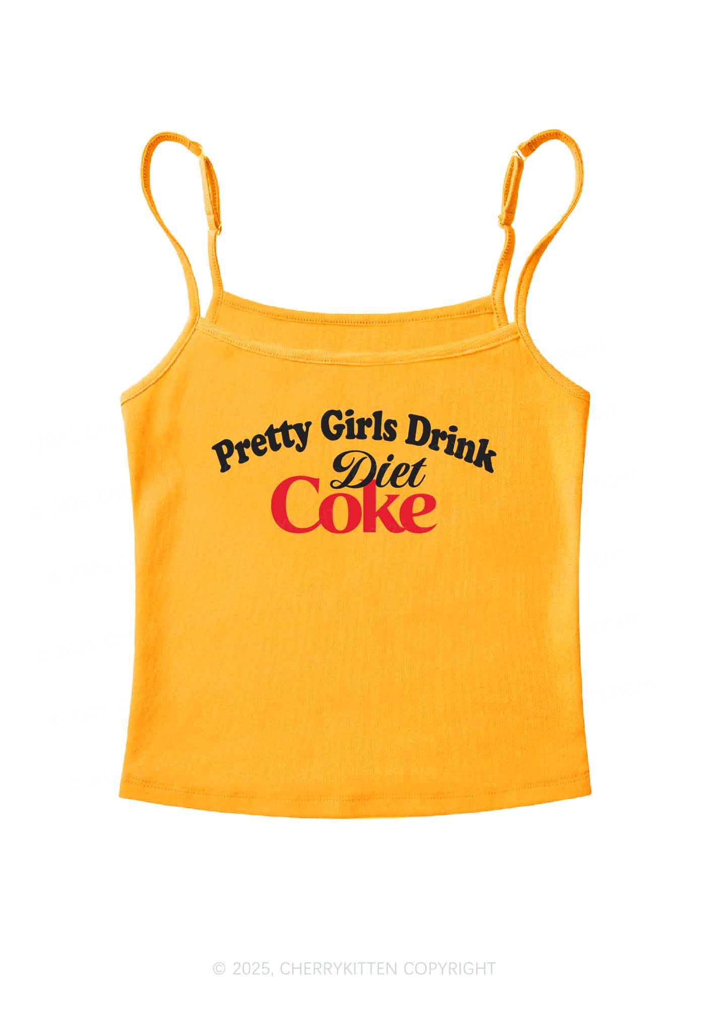 Pretty Girls Drink Diet Coke Y2K Spaghetti Strap Cami Cherrykitten - Image 7