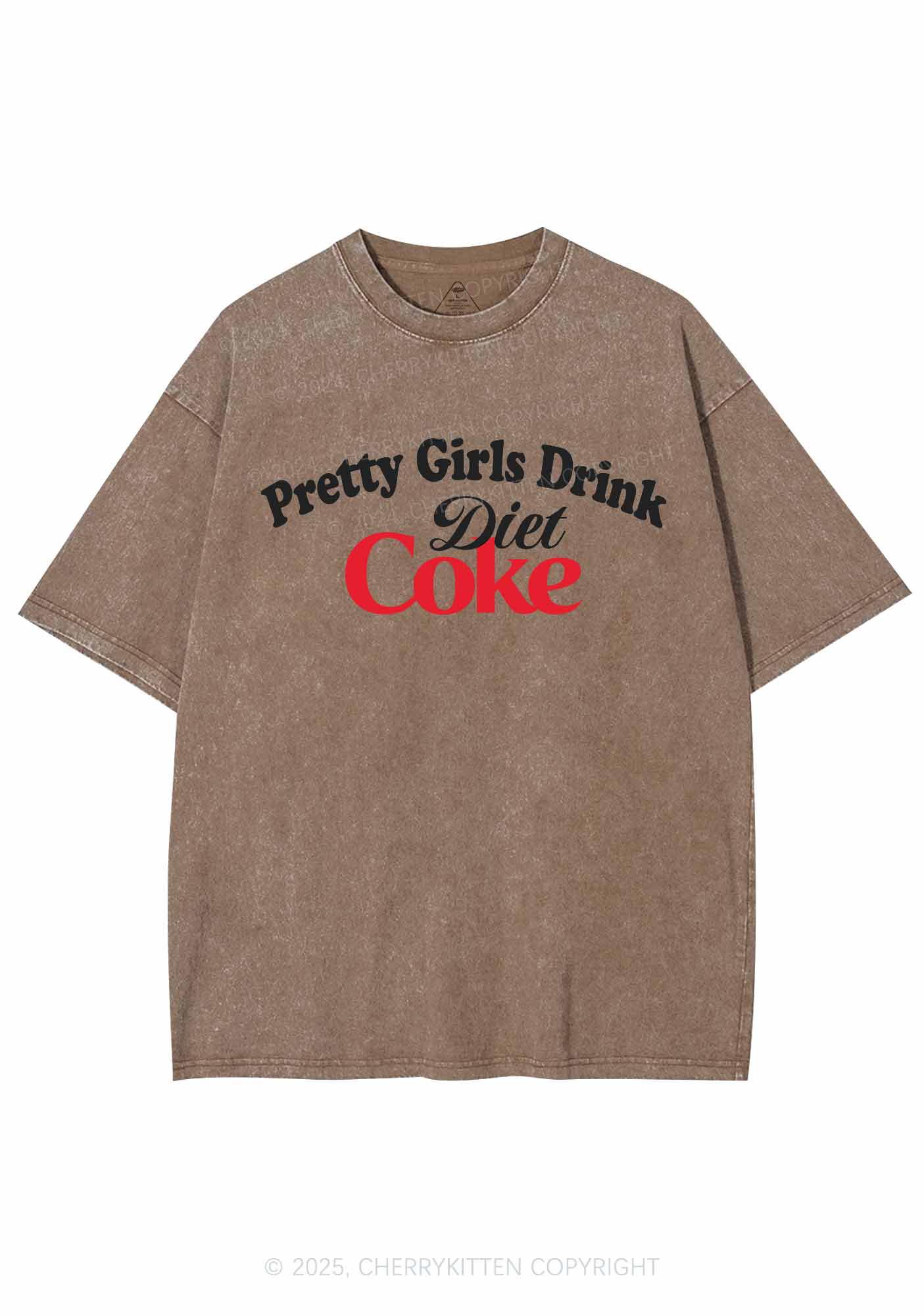 Pretty Girls Drink Diet Coke Y2K Washed Tee Cherrykitten - Image 7