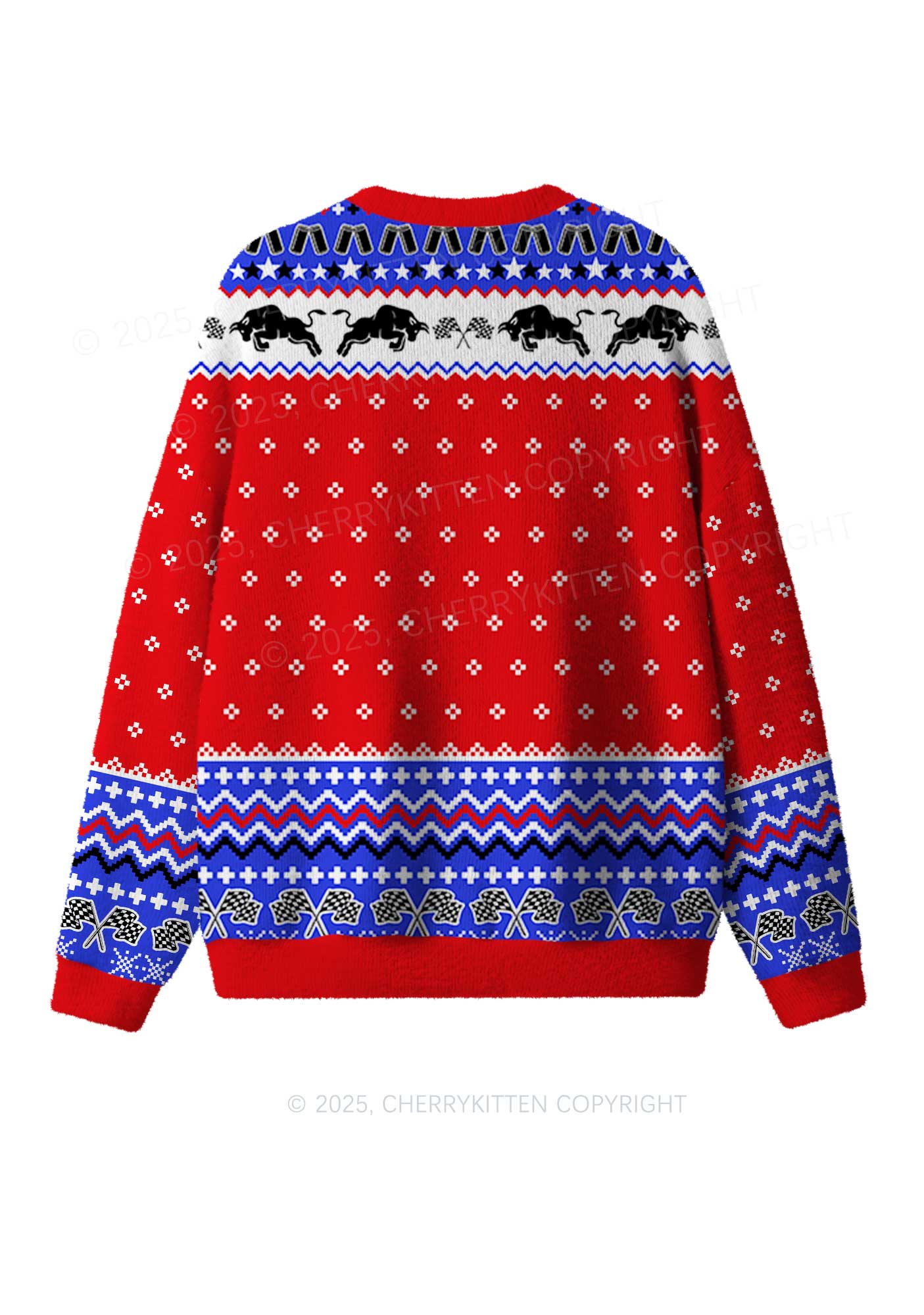 Pretty Girls Drink Red Y2K Christmas Knit Sweatshirt Cherrykitten - Image 2