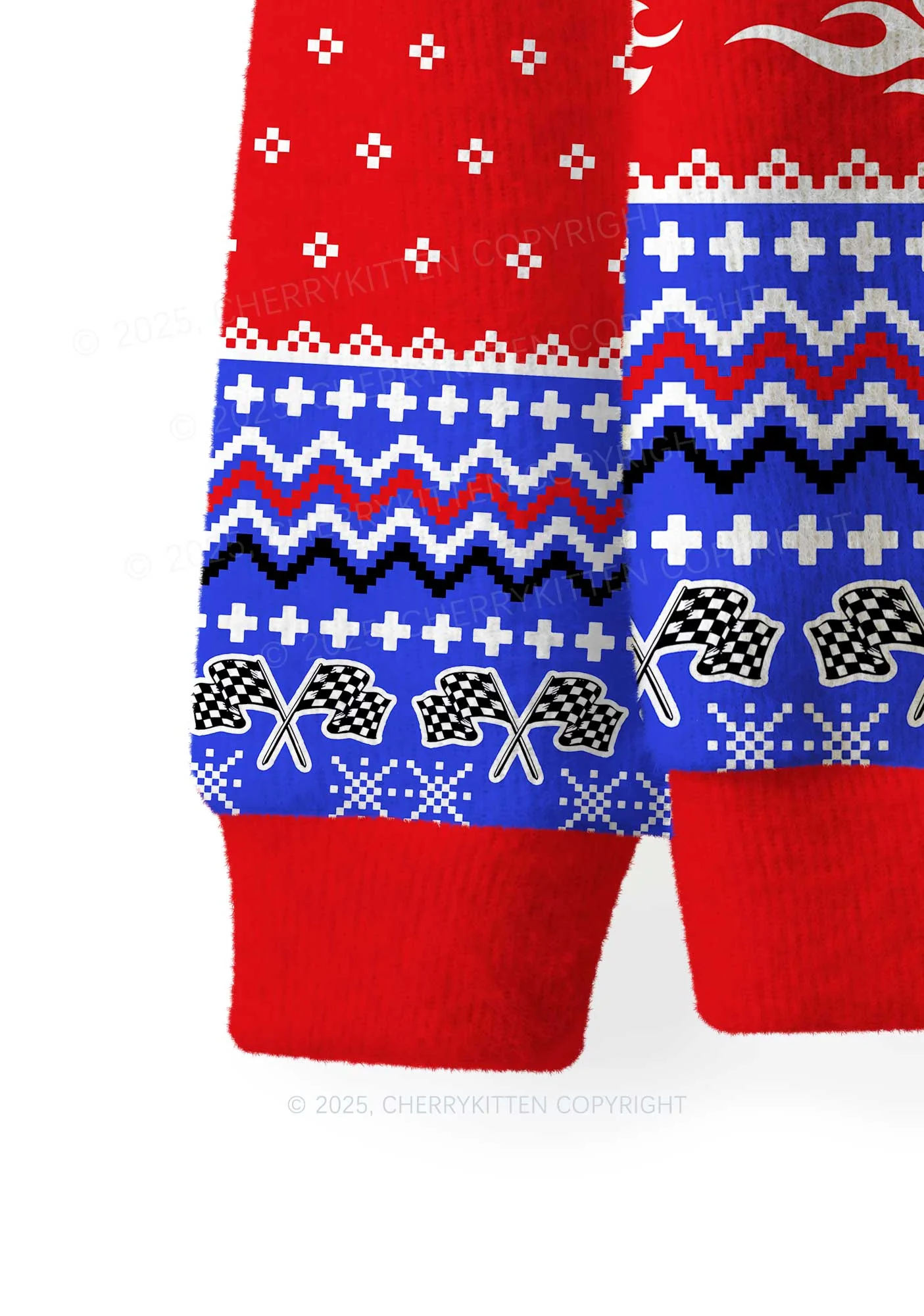 Pretty Girls Drink Red Y2K Christmas Knit Sweatshirt Cherrykitten - Image 3