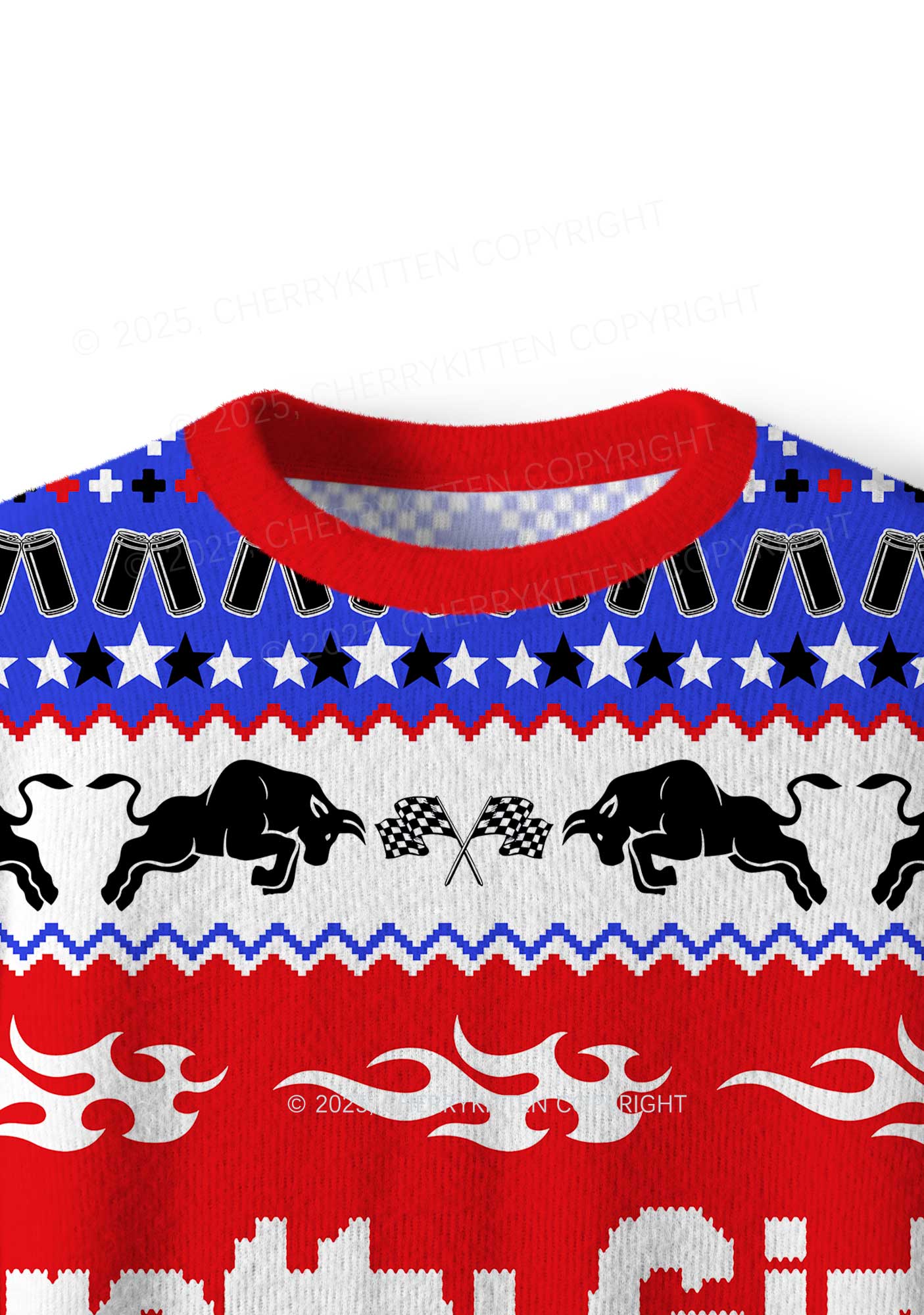 Pretty Girls Drink Red Y2K Christmas Knit Sweatshirt Cherrykitten - Image 4