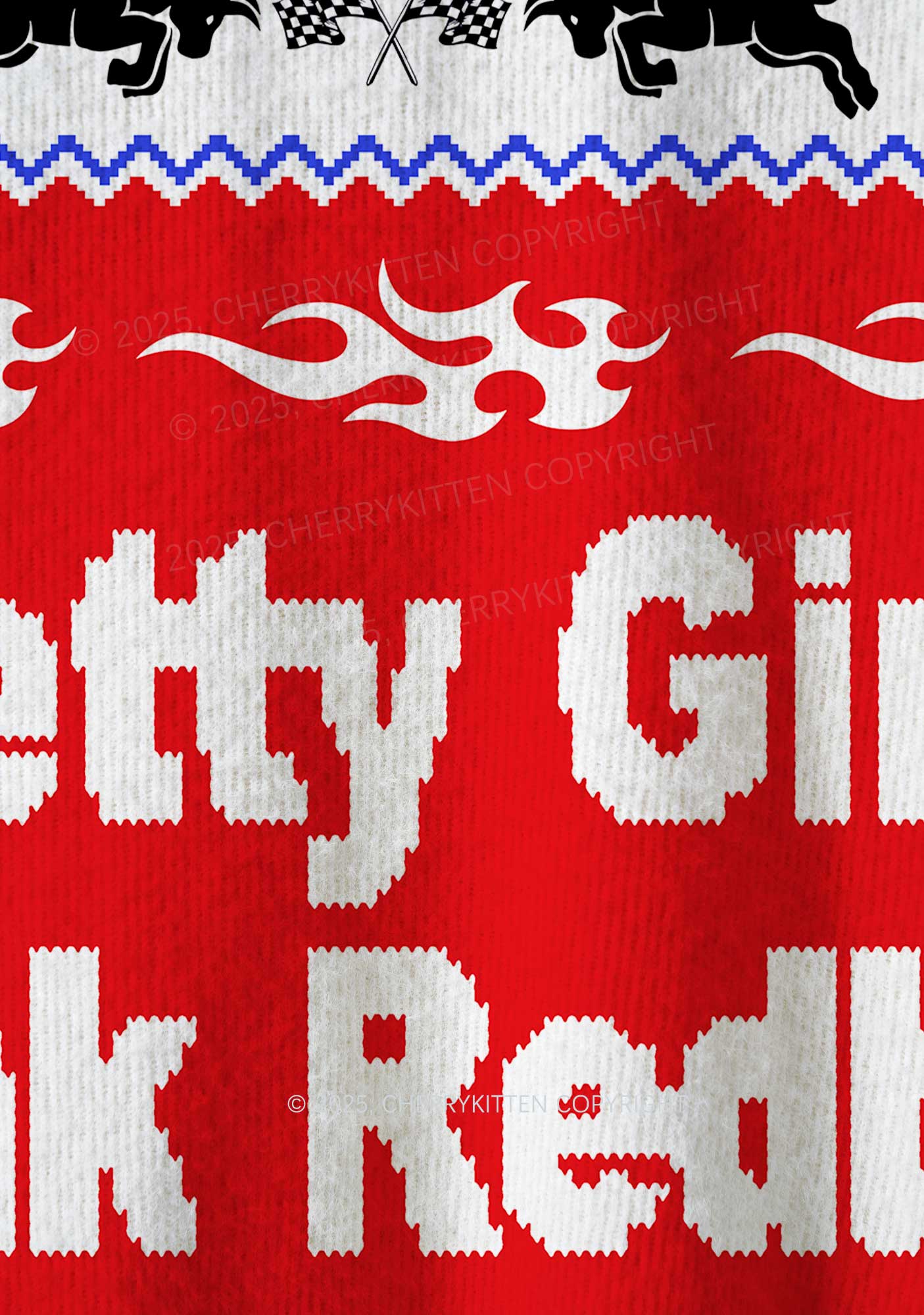 Pretty Girls Drink Red Y2K Christmas Knit Sweatshirt Cherrykitten - Image 5