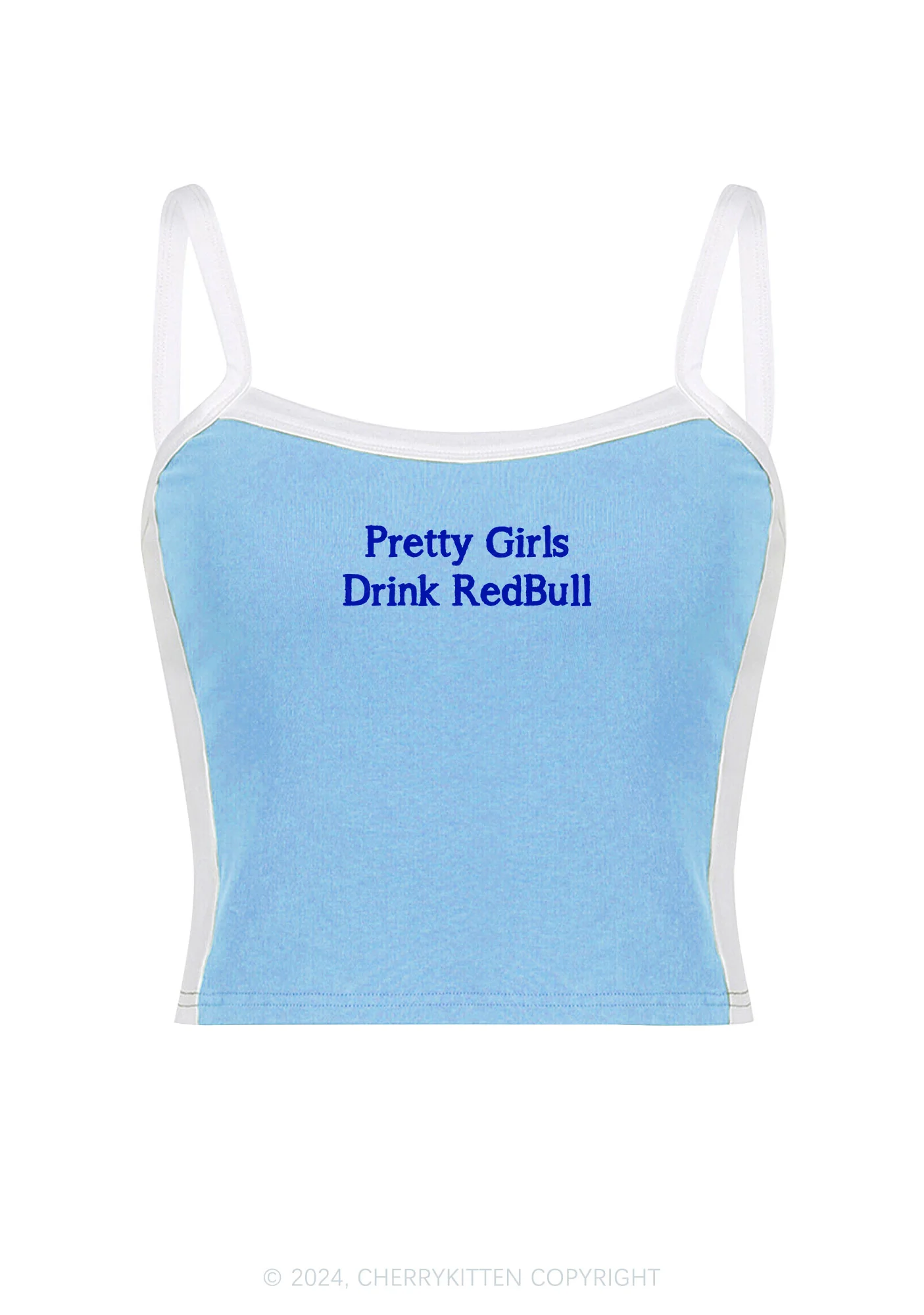 Pretty Girls Drink Red Y2K Color Block Crop Cami Top Cherrykitten - Image 4