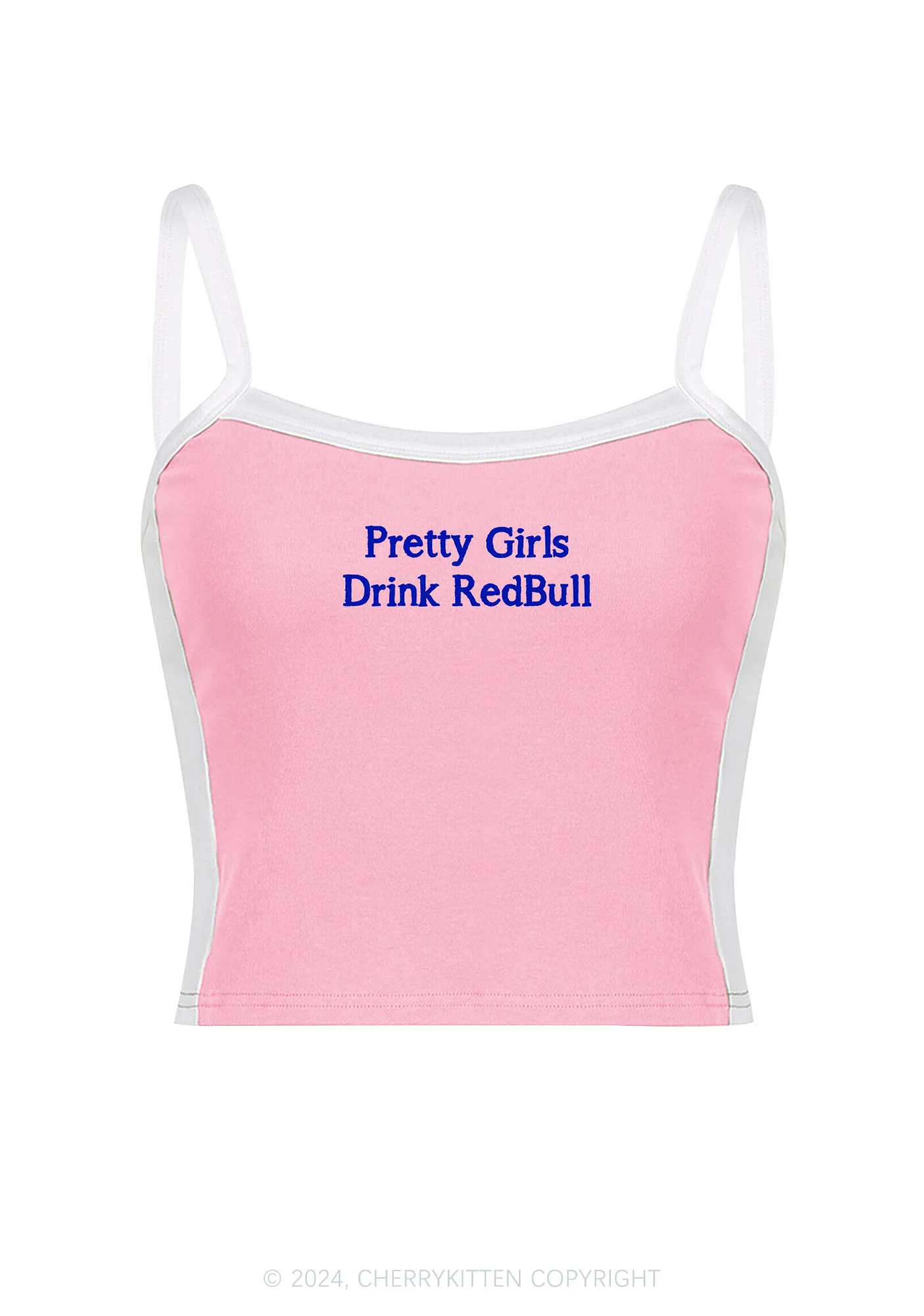Pretty Girls Drink Red Y2K Color Block Crop Cami Top Cherrykitten - Image 5