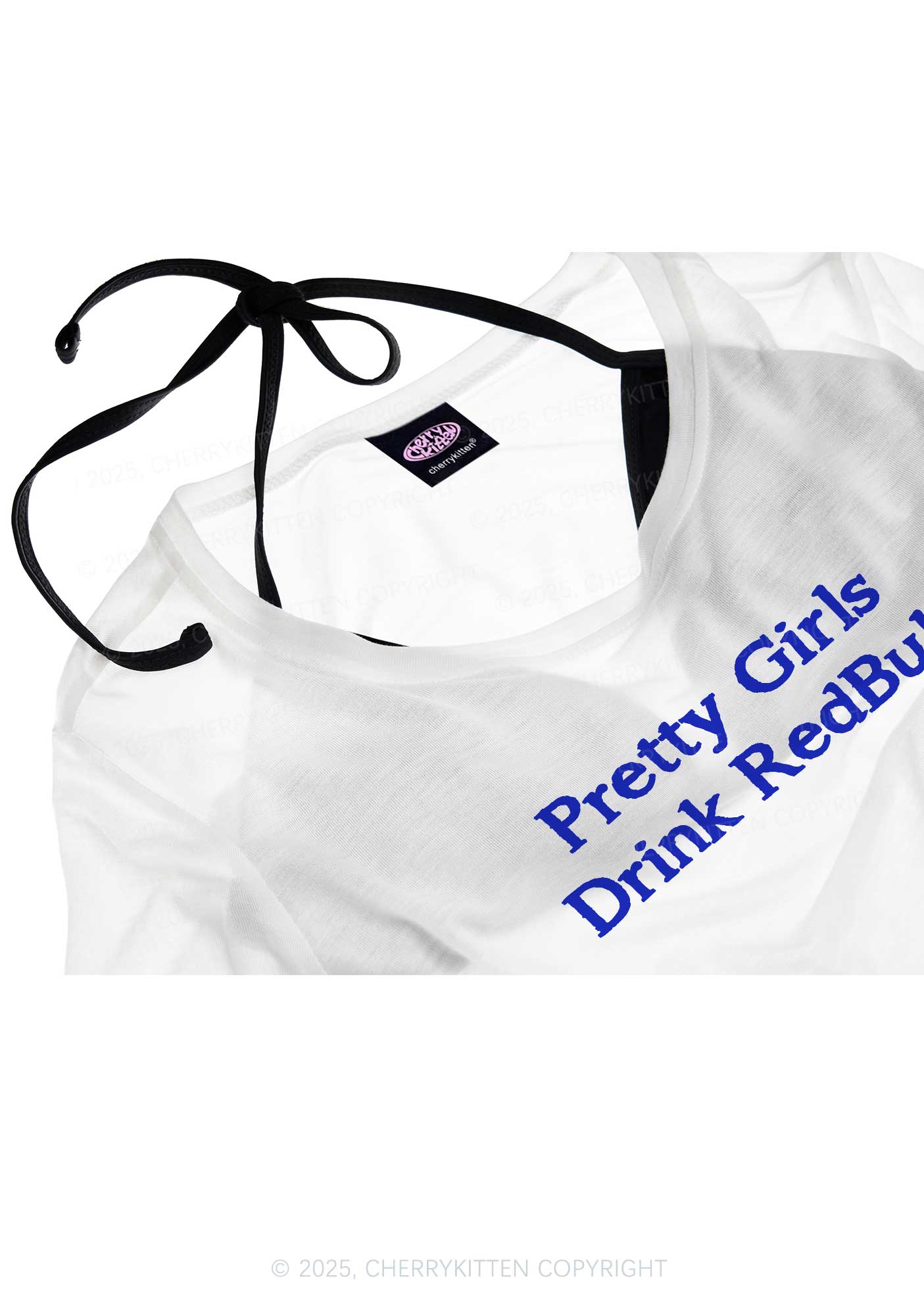 Pretty Girls Drink Red Y2K Sheer Crop Tee Cherrykitten - Image 4