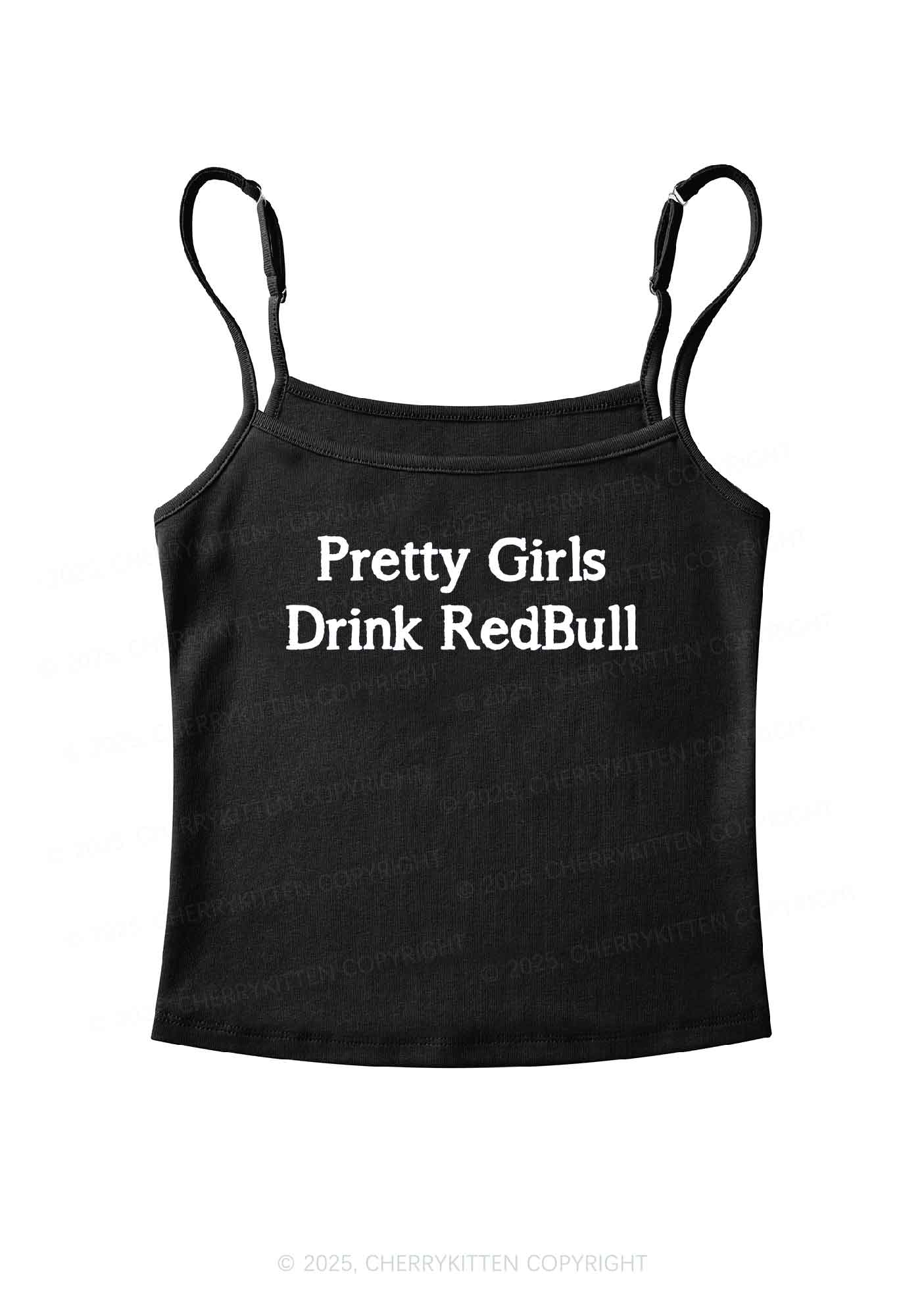 Pretty Girls Drink Red Y2K Spaghetti Strap Cami Cherrykitten - Image 3