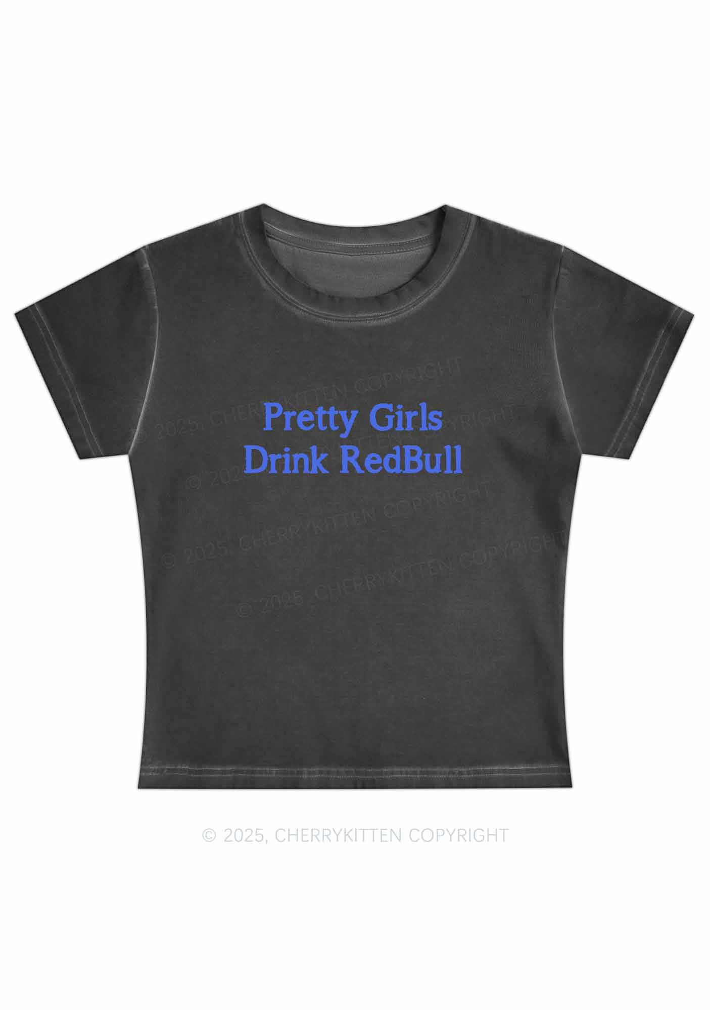 Pretty Girls Drink Red Y2K Vintage Classic Tee Cherrykitten - Image 2