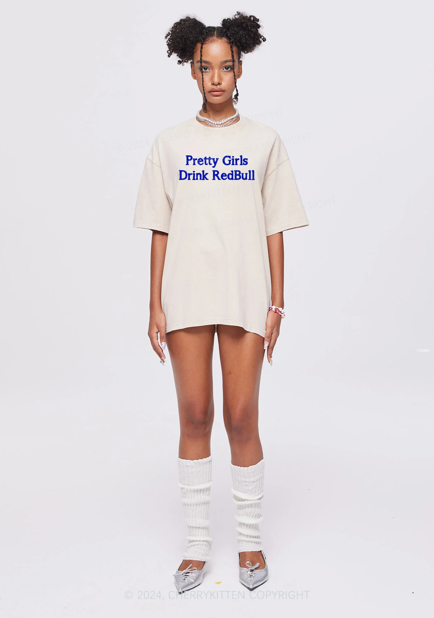 Pretty Girls Drink Red Y2K Washed Tee Cherrykitten - Image 2