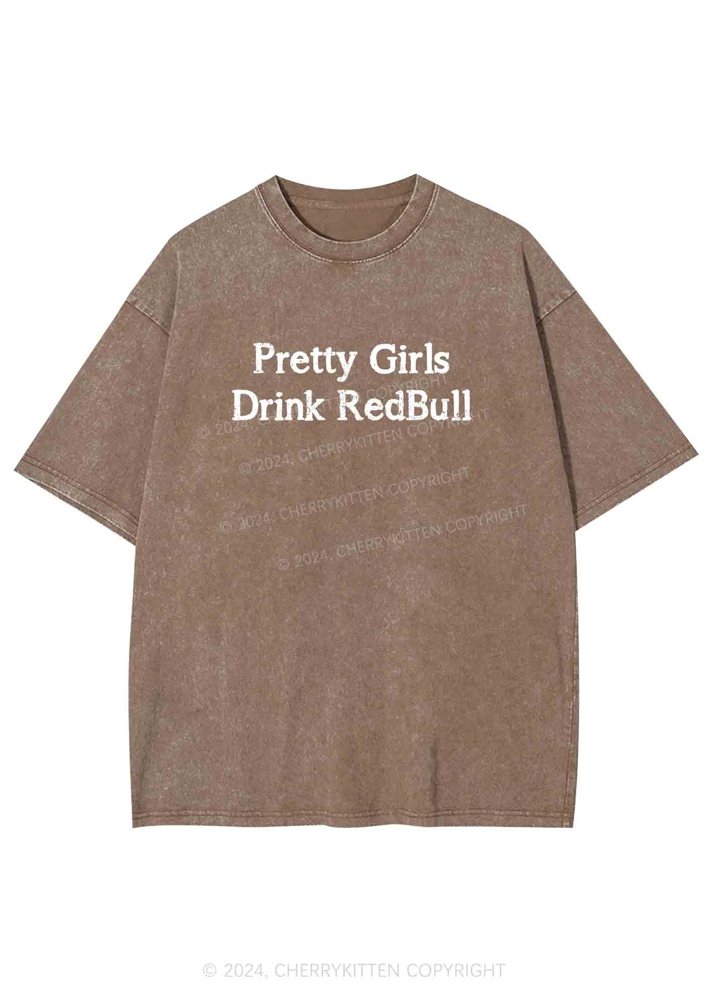 Pretty Girls Drink Red Y2K Washed Tee Cherrykitten - Image 6