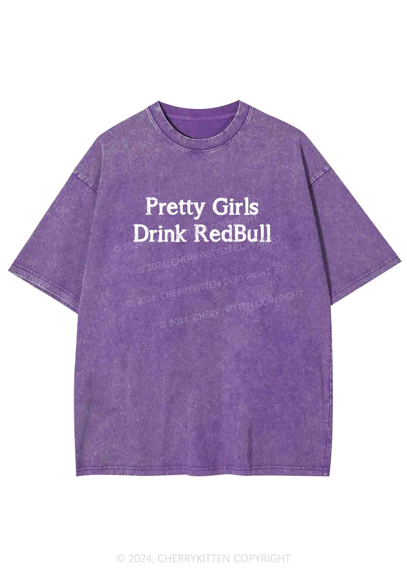 Pretty Girls Drink Red Y2K Washed Tee Cherrykitten - Image 7