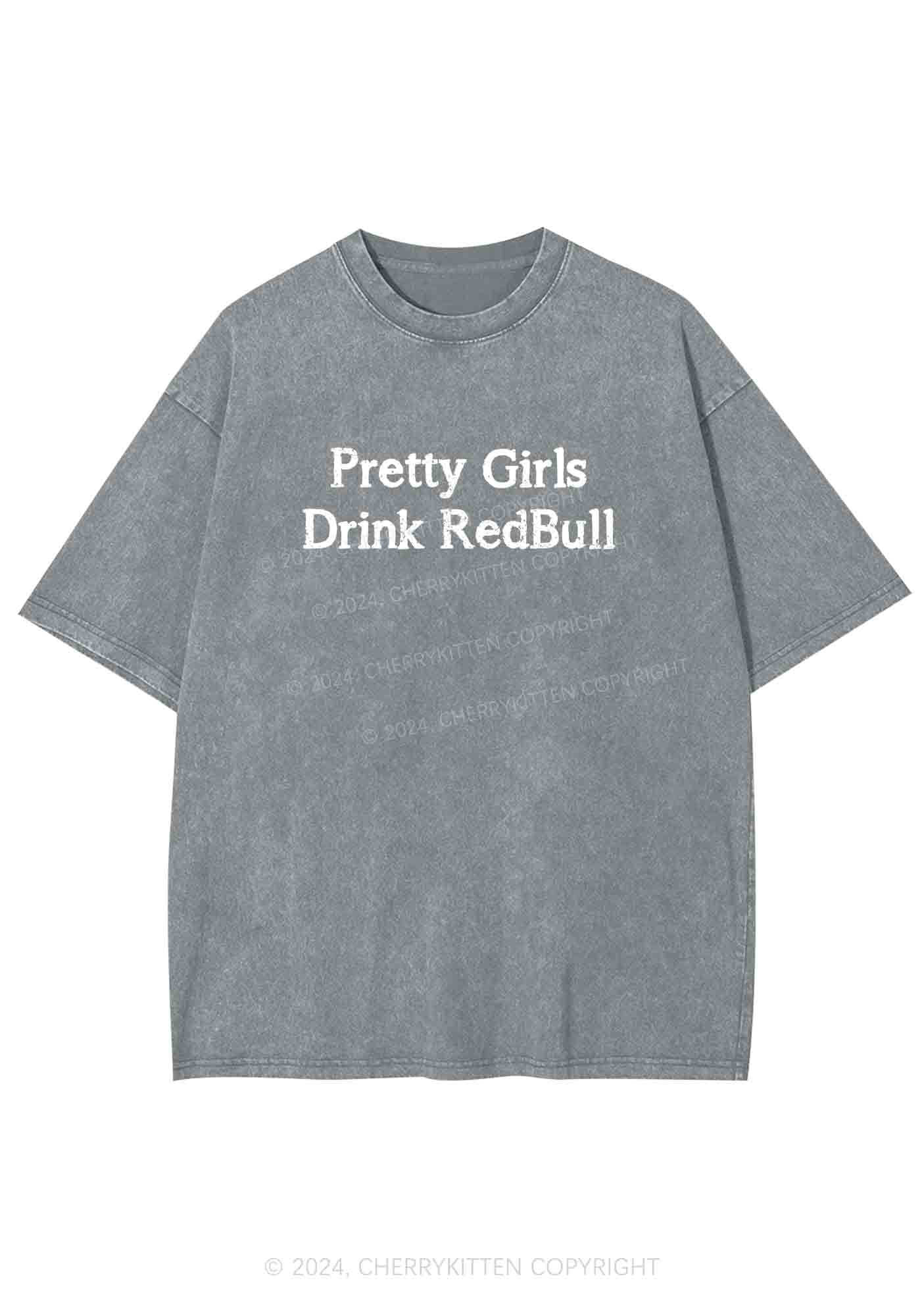 Pretty Girls Drink Red Y2K Washed Tee Cherrykitten - Image 8