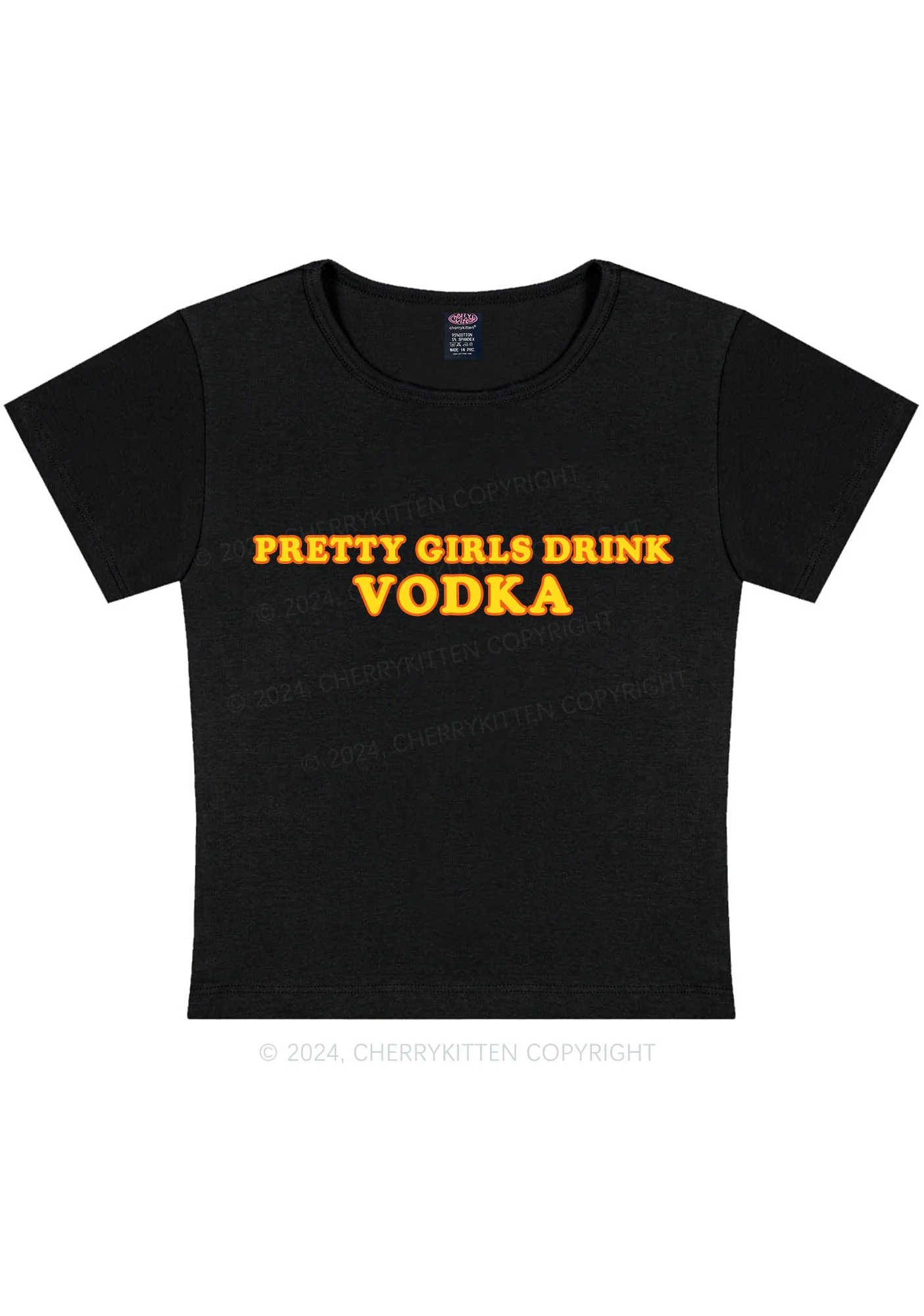 Pretty Girls Drink Vodka Y2K Baby Tee Cherrykitten - Image 3