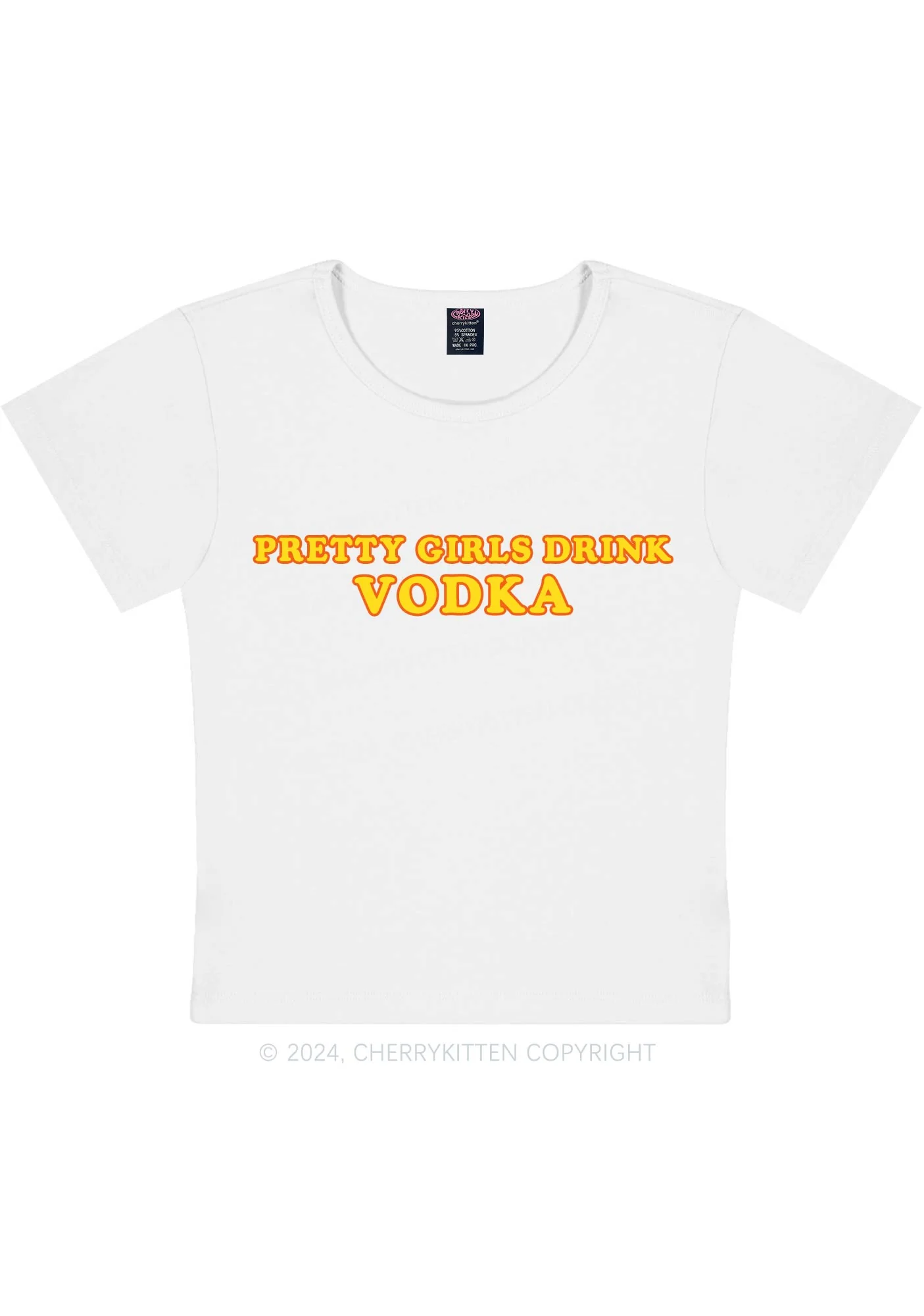 Pretty Girls Drink Vodka Y2K Baby Tee Cherrykitten - Image 5