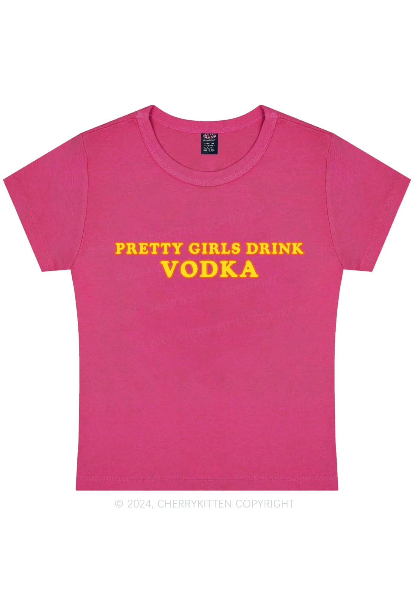 Pretty Girls Drink Vodka Y2K Baby Tee Cherrykitten - Image 7