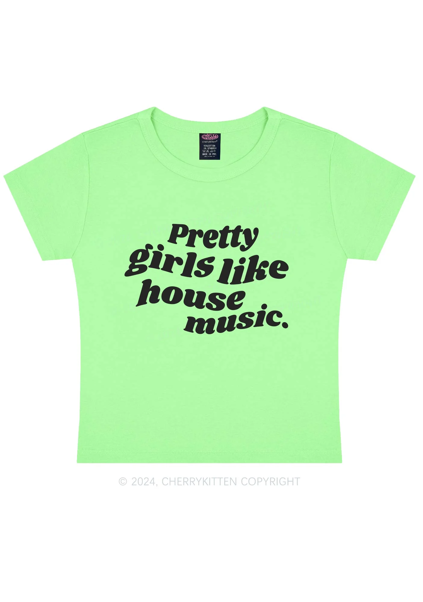 Pretty Girls Like House Music Y2K Baby Tee Cherrykitten - Image 11