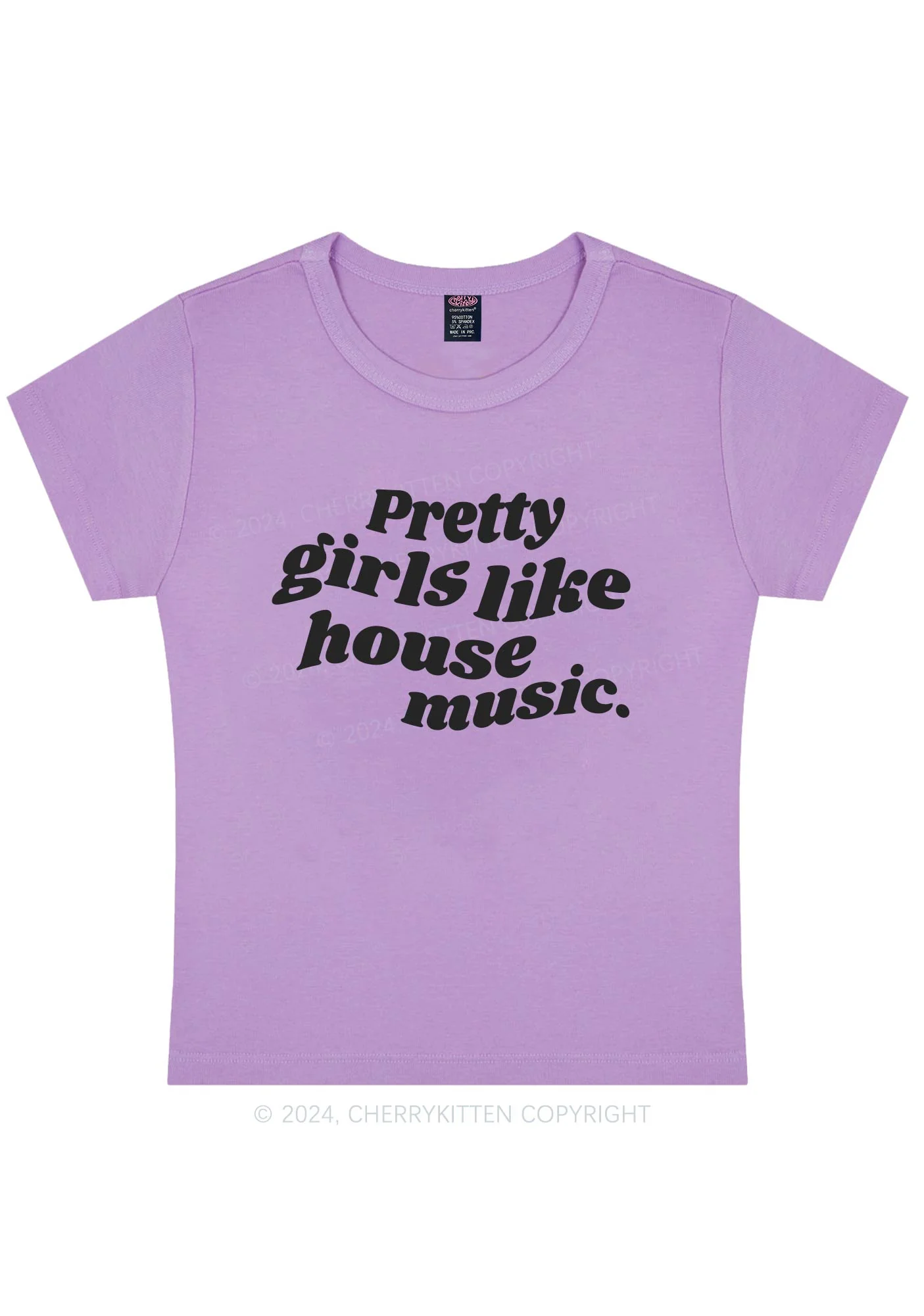 Pretty Girls Like House Music Y2K Baby Tee Cherrykitten - Image 5