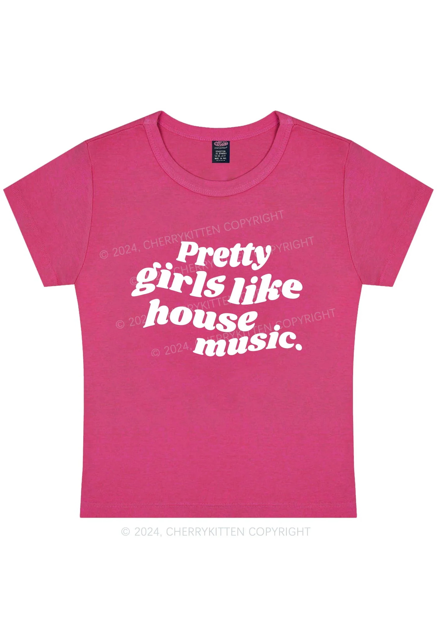 Pretty Girls Like House Music Y2K Baby Tee Cherrykitten - Image 6