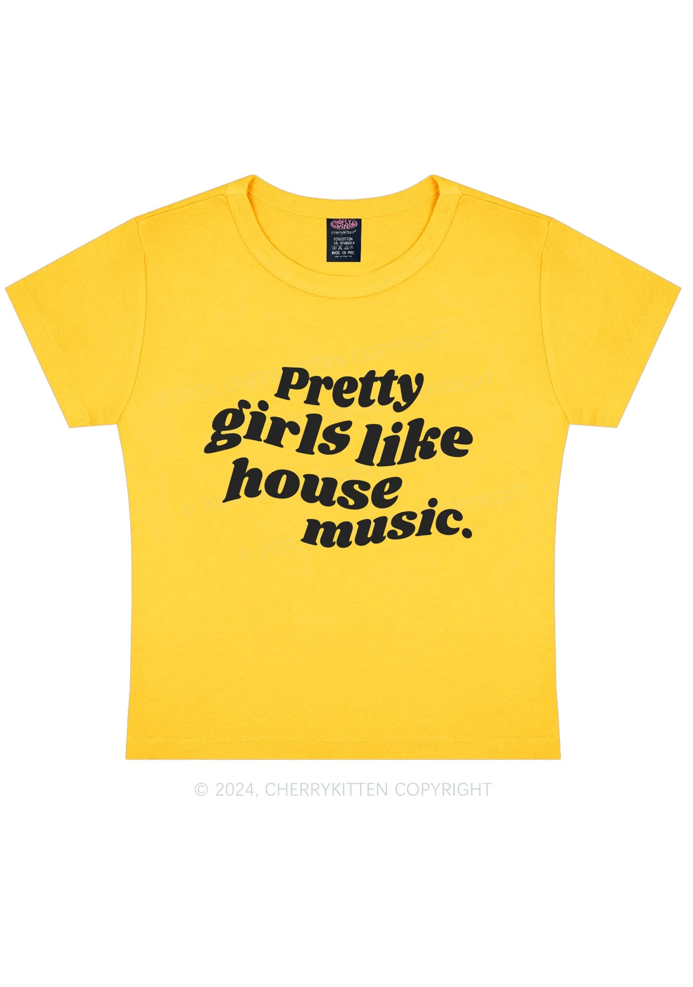Pretty Girls Like House Music Y2K Baby Tee Cherrykitten - Image 7