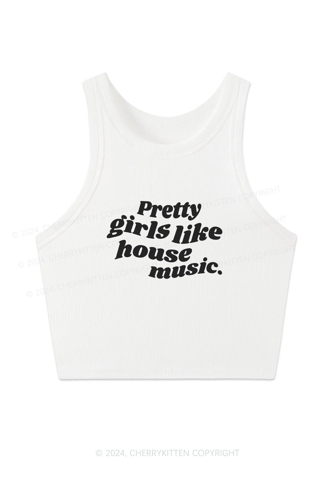 Pretty Girls Like House Music Y2K Crop Tank Top Cherrykitten - Image 4