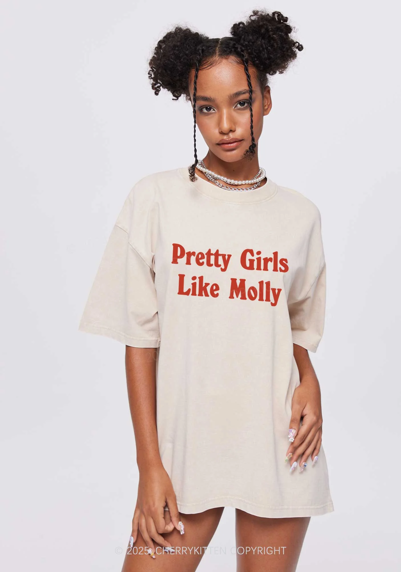 Pretty Girls Like Molly Y2K Washed Tee Cherrykitten - Image 2