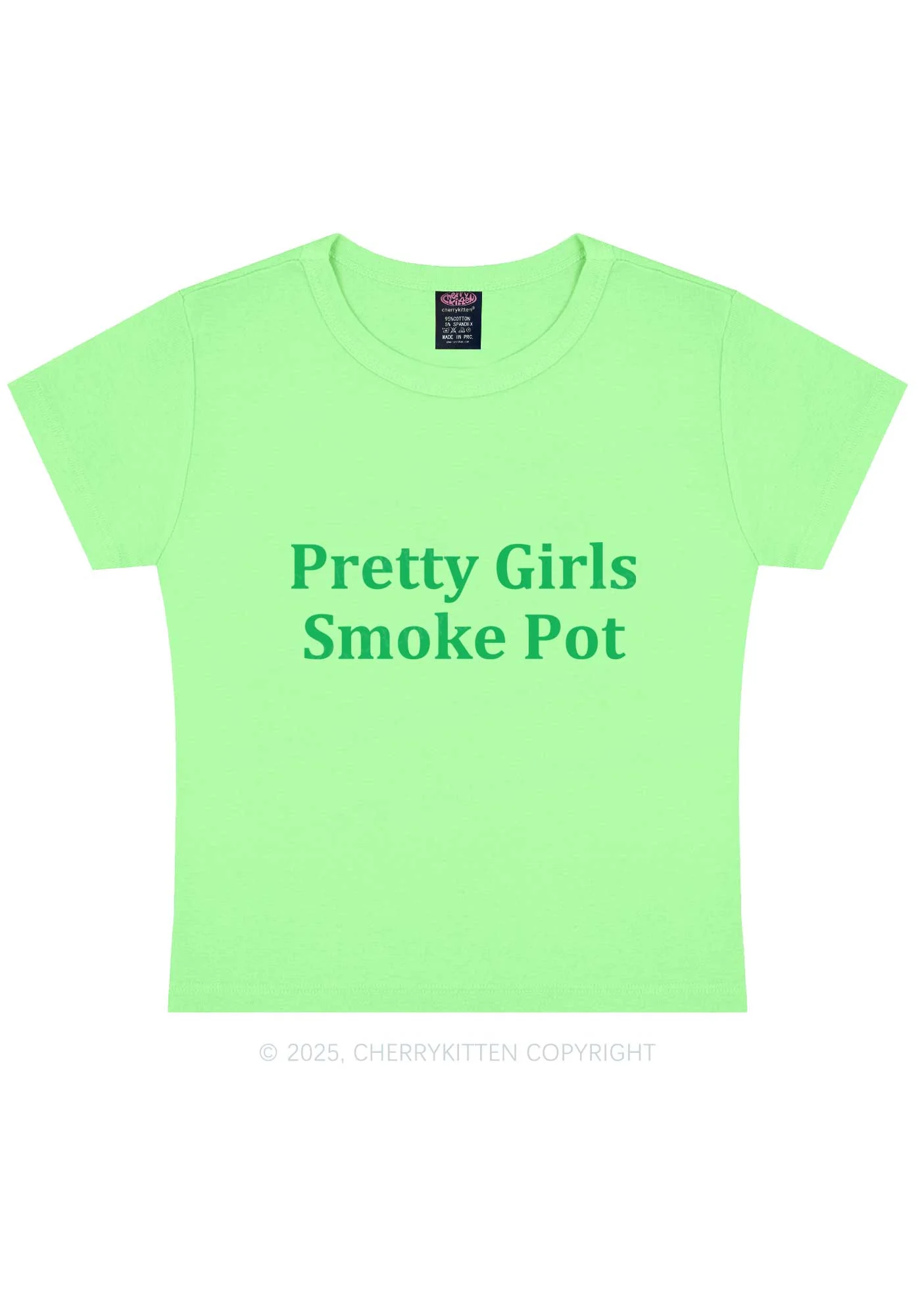 Pretty Girls Smoke Pot Y2K Baby Tee Cherrykitten - Image 10