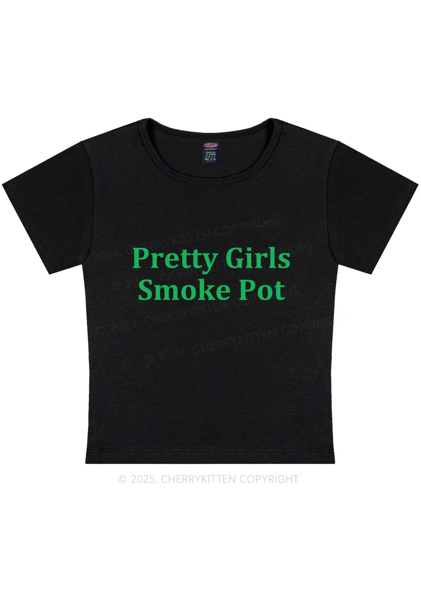 Pretty Girls Smoke Pot Y2K Baby Tee Cherrykitten - Image 3