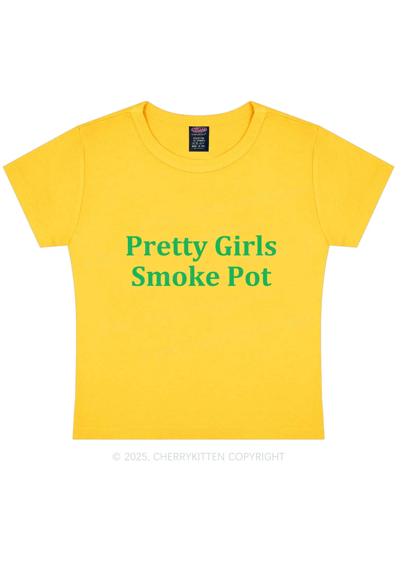 Pretty Girls Smoke Pot Y2K Baby Tee Cherrykitten - Image 4