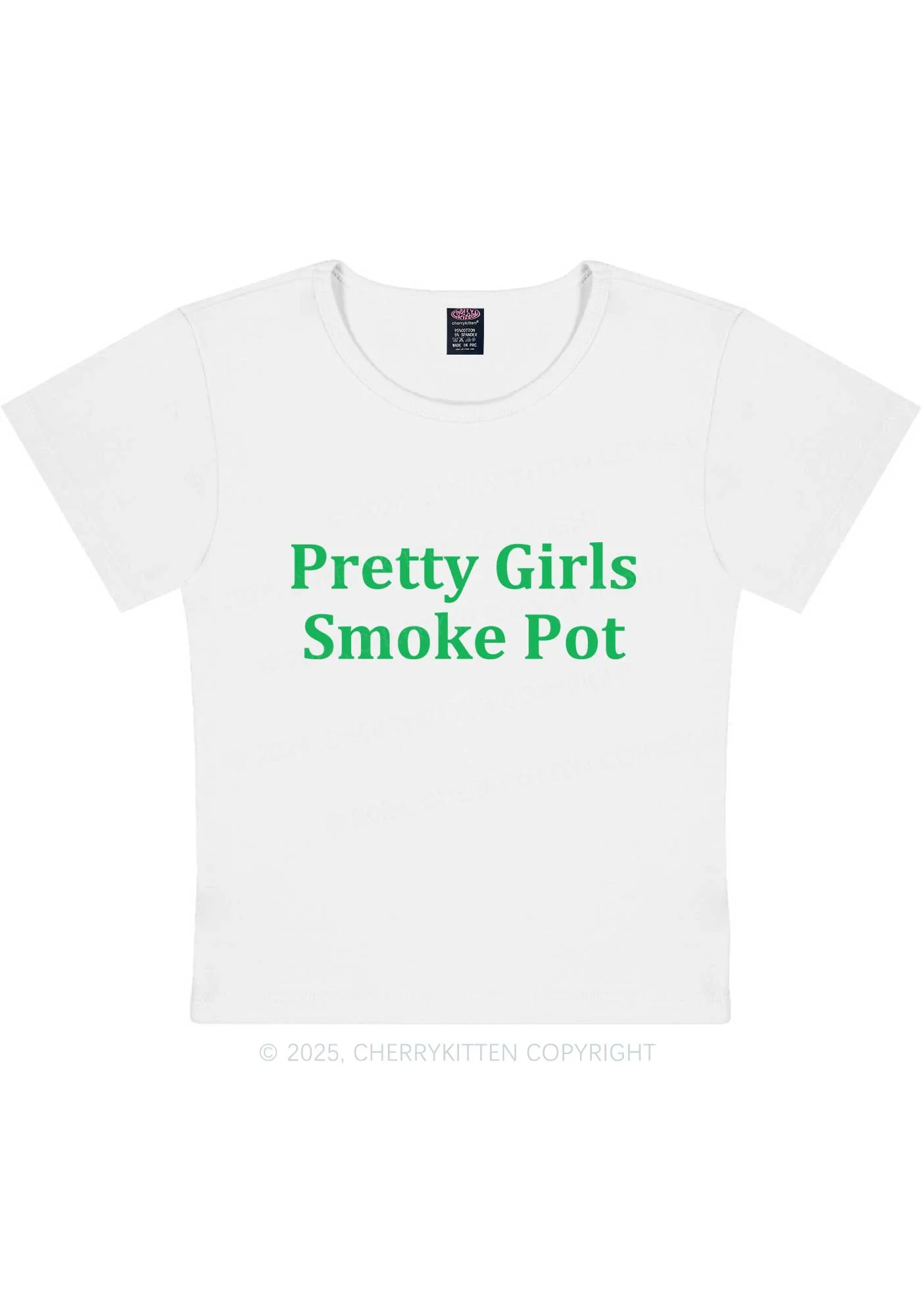 Pretty Girls Smoke Pot Y2K Baby Tee Cherrykitten - Image 5