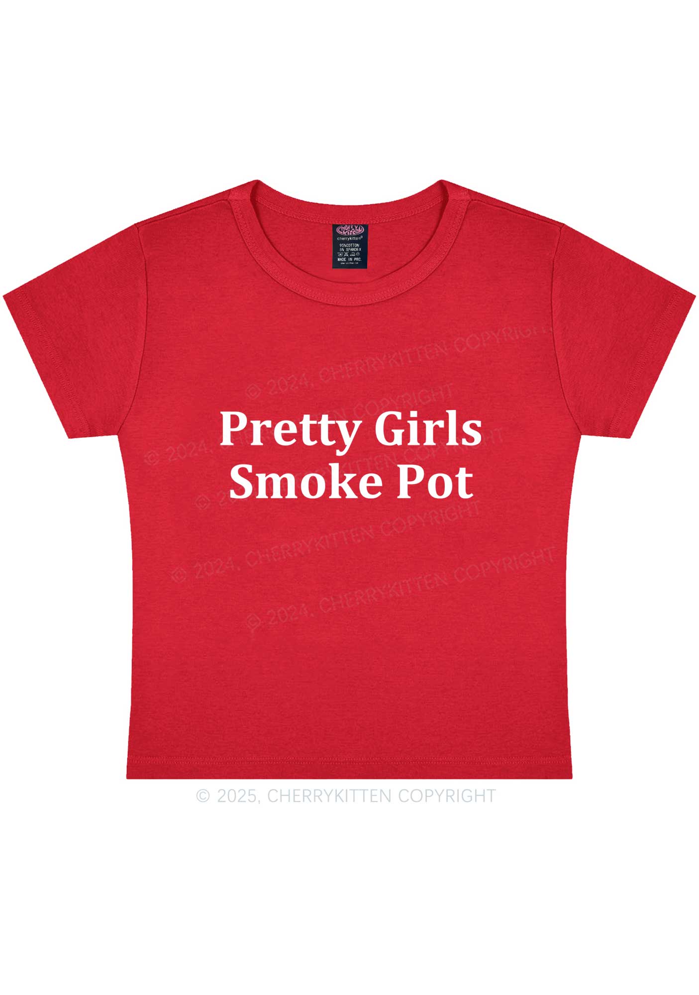 Pretty Girls Smoke Pot Y2K Baby Tee Cherrykitten - Image 6