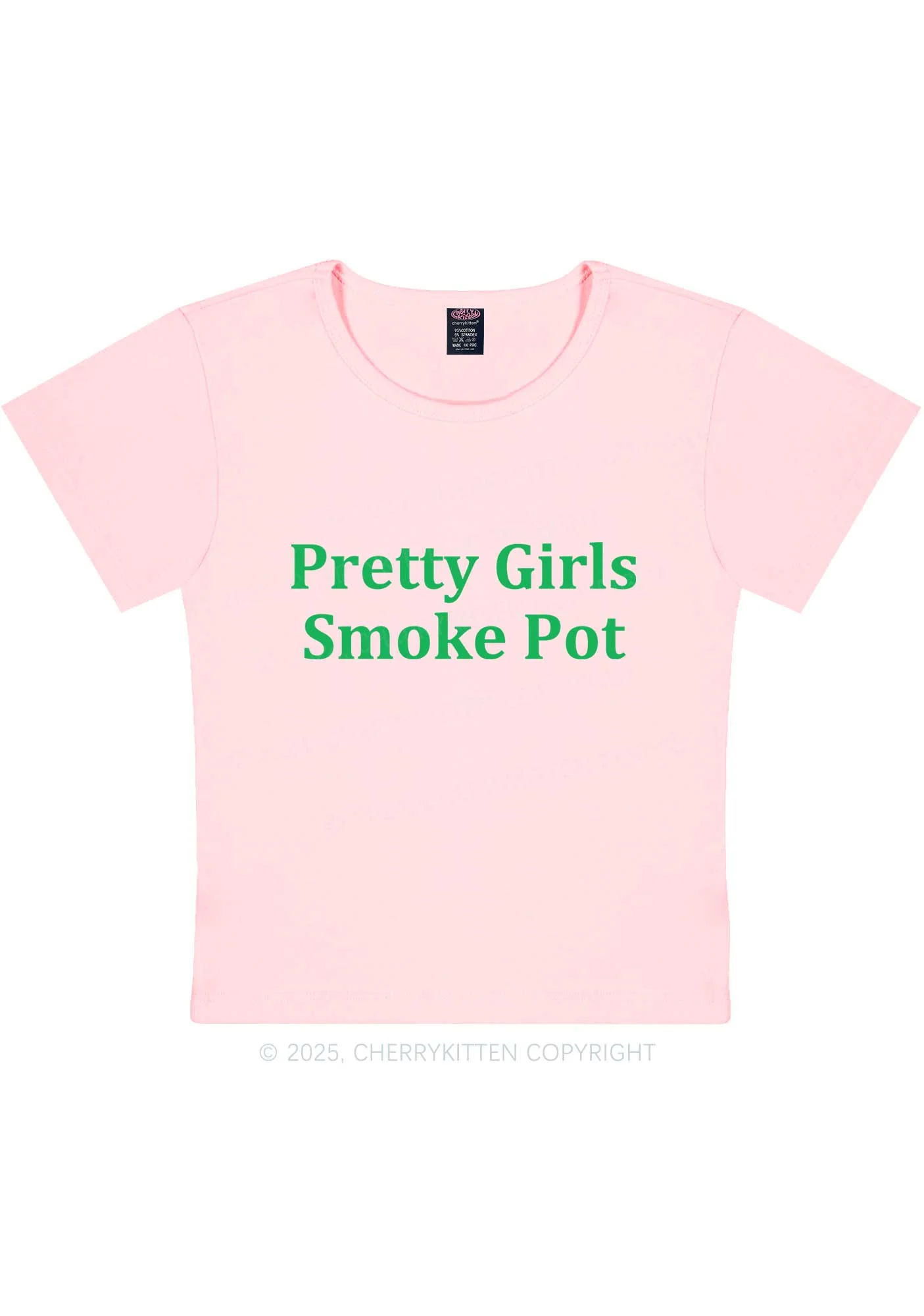 Pretty Girls Smoke Pot Y2K Baby Tee Cherrykitten - Image 9