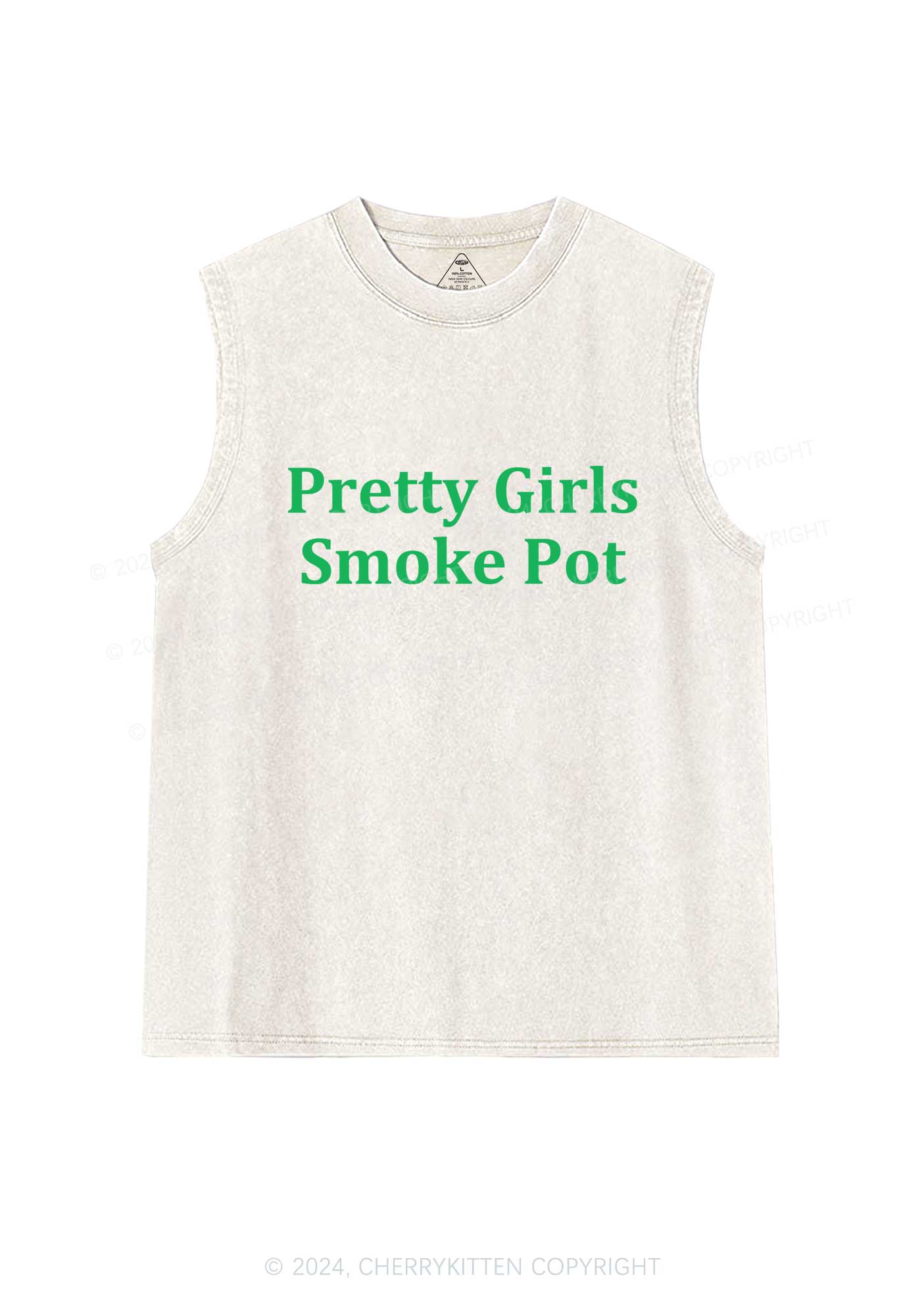 Pretty Girls Smoke Pot Y2K Washed Tank Cherrykitten - Image 3