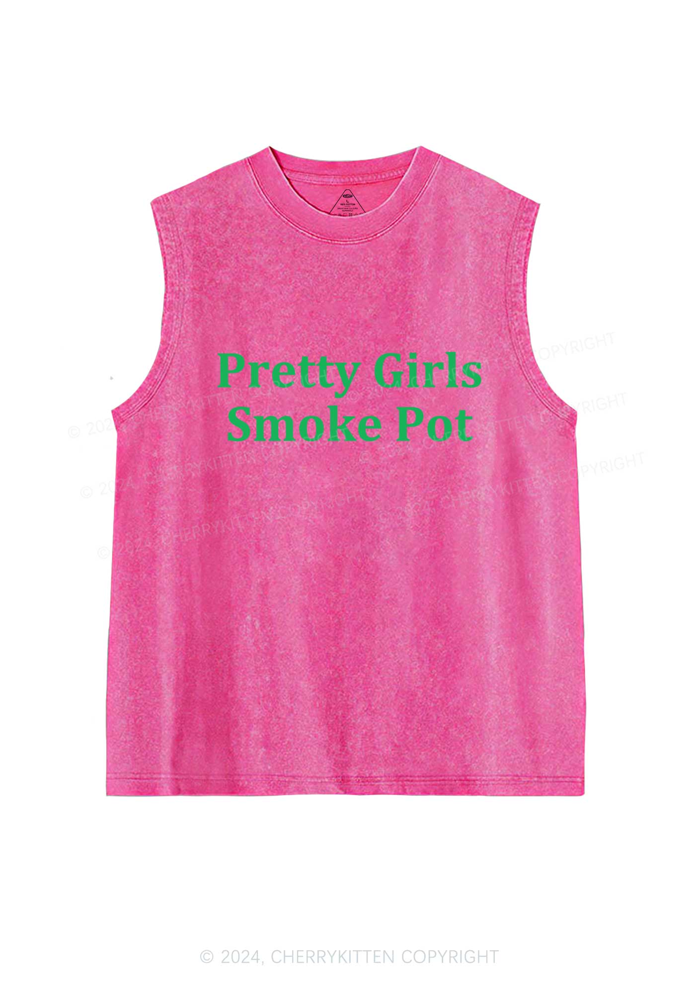 Pretty Girls Smoke Pot Y2K Washed Tank Cherrykitten - Image 4
