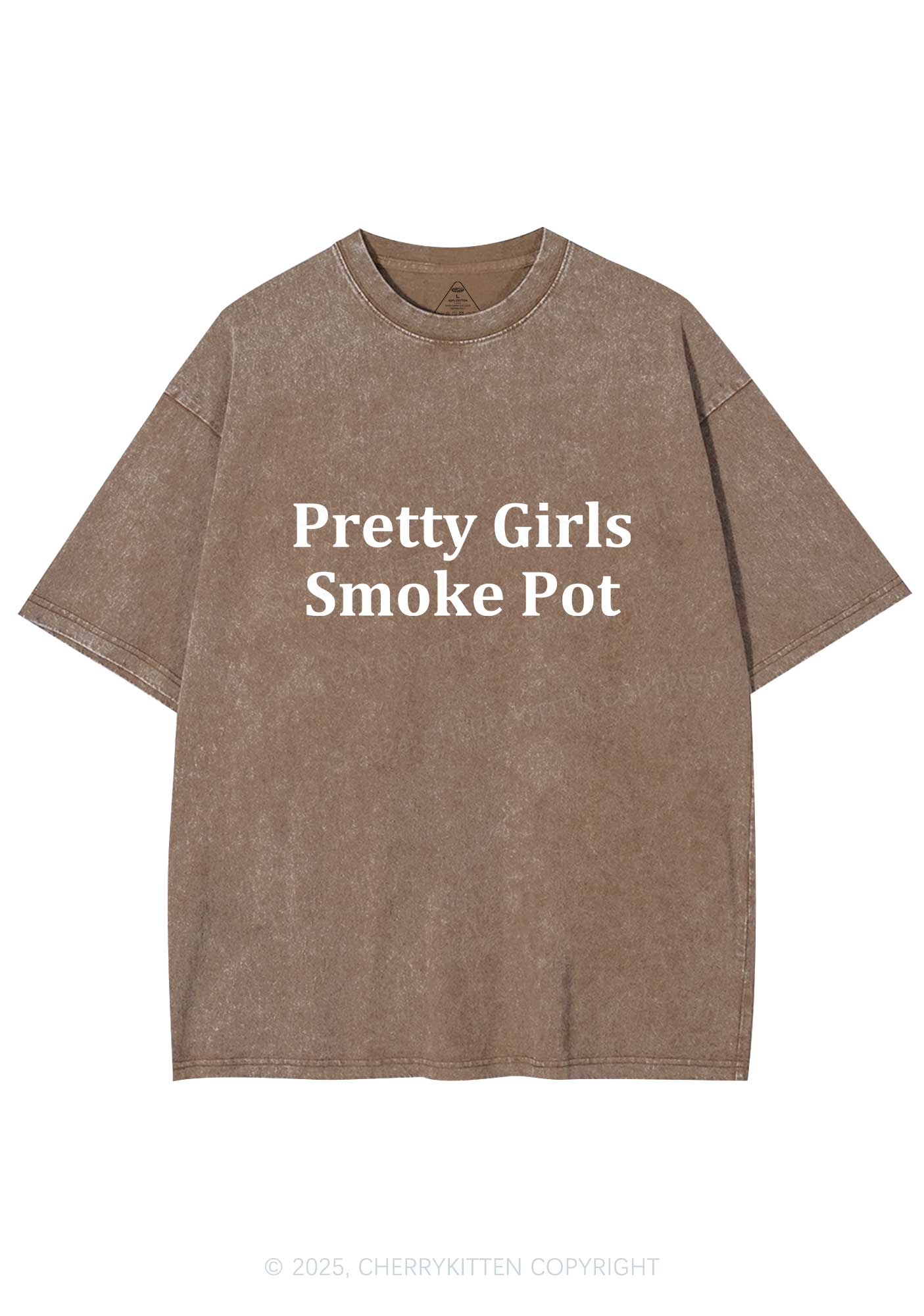 Pretty Girls Smoke Pot Y2K Washed Tee Cherrykitten - Image 8
