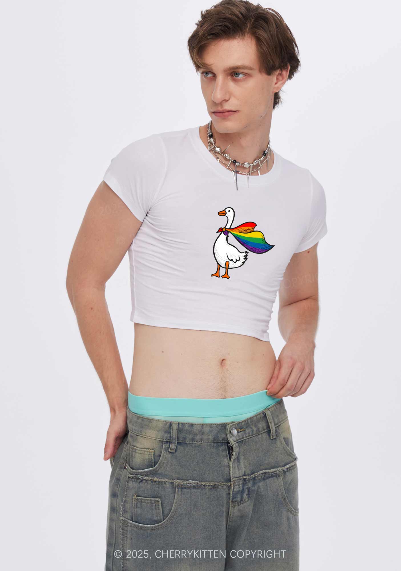 Pride Goose Y2K Baby Tee Cherrykitten - Image 2