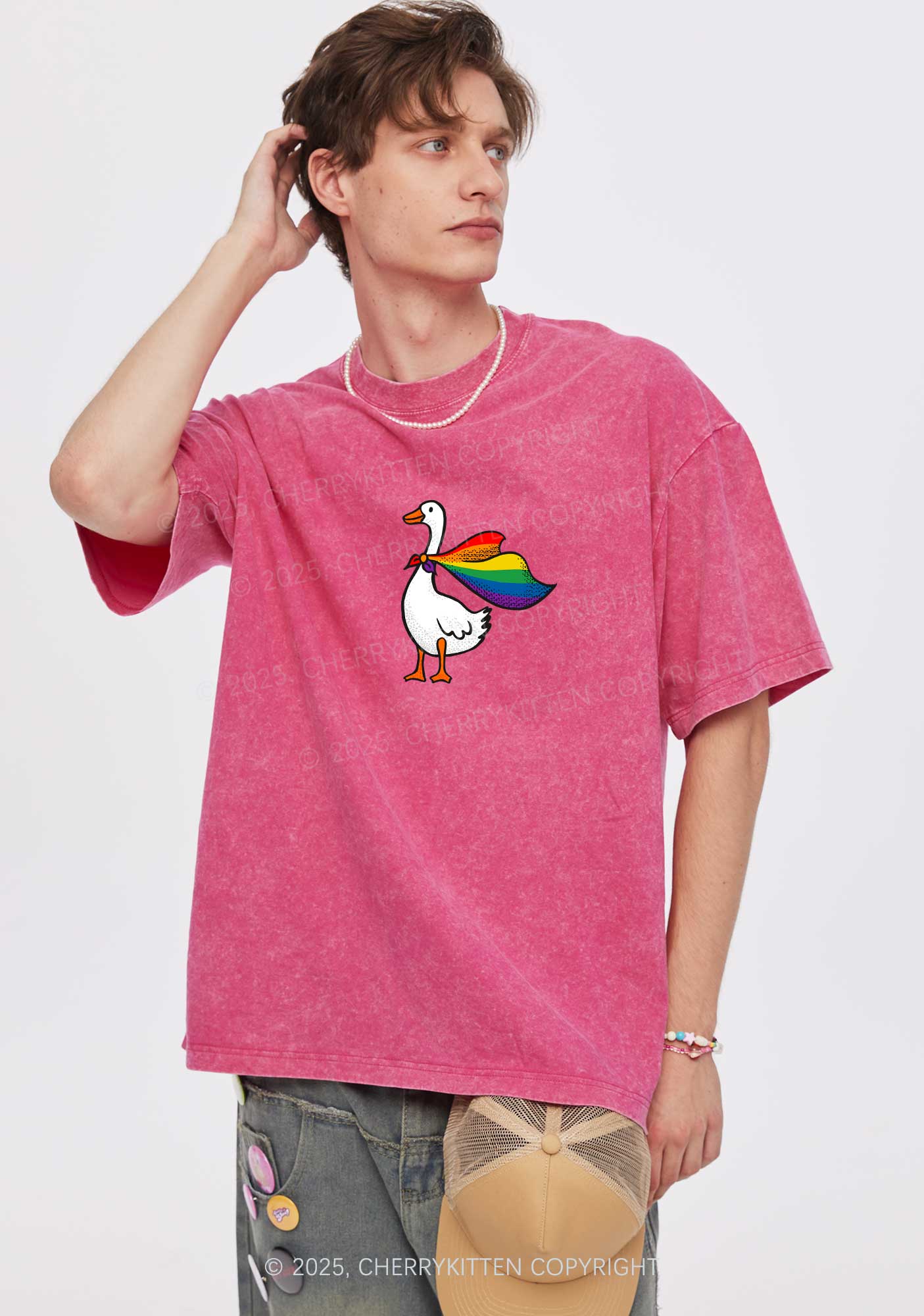 Pride Goose Y2K Shirts Washed Tee Cherrykitten - Image 2