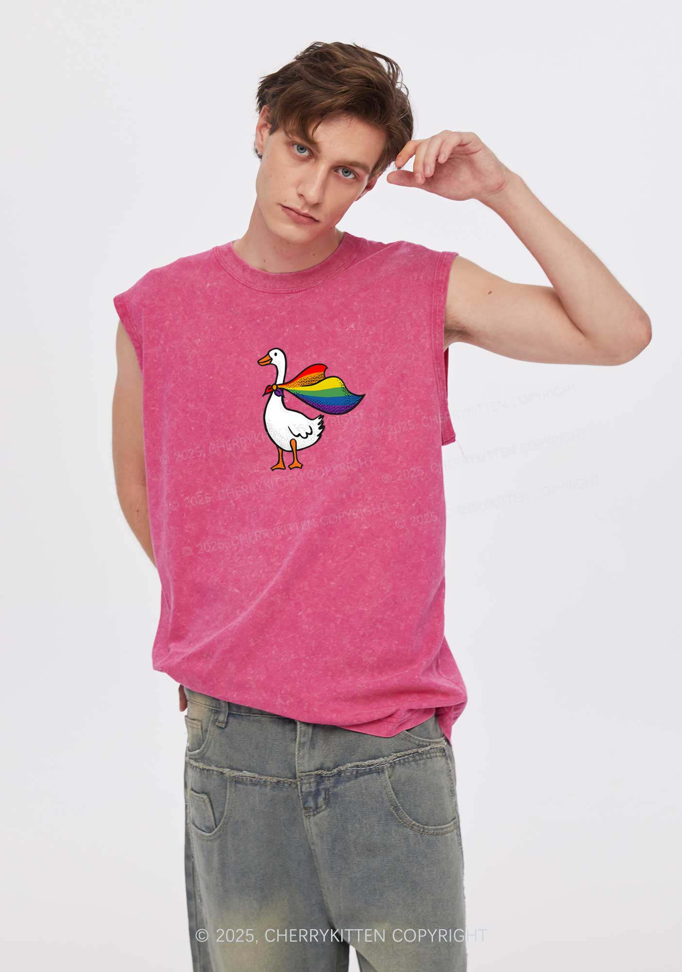 Pride Goose Y2K Washed Muscle Tank Cherrykitten - Image 2
