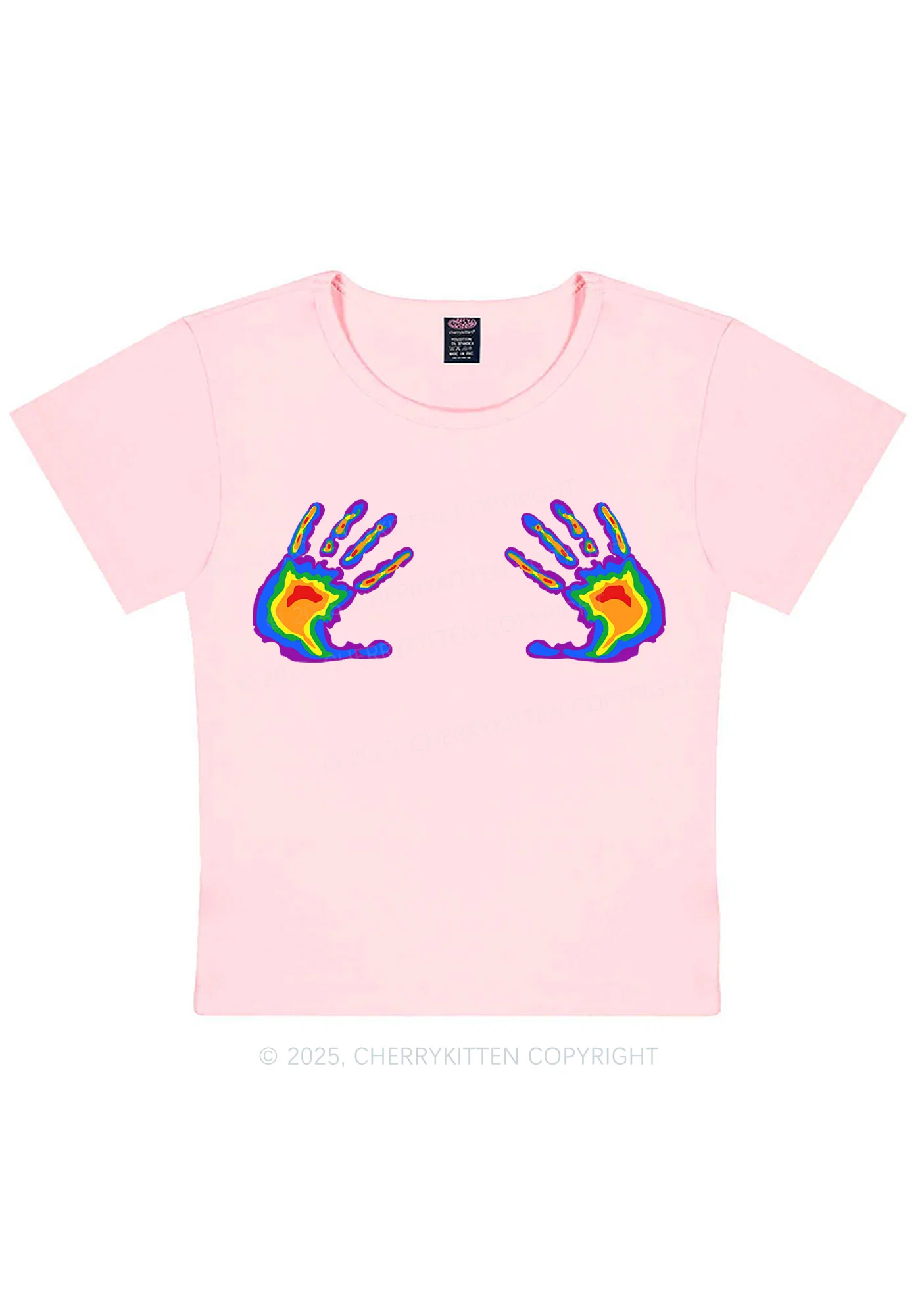 Pride Thermal Hands Y2K Baby Tee Cherrykitten - Image 11