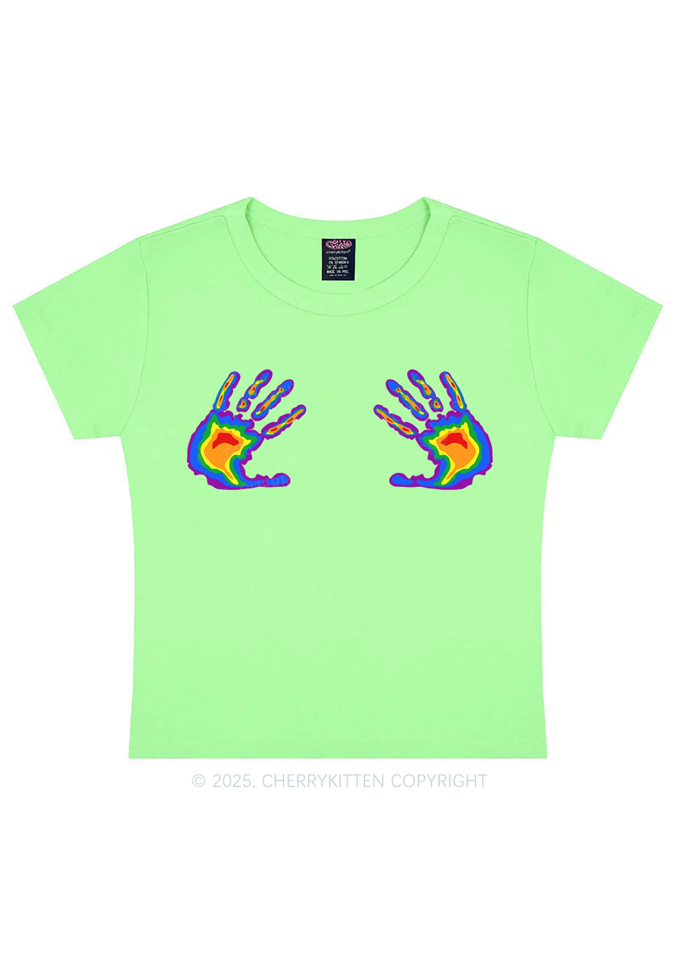 Pride Thermal Hands Y2K Baby Tee Cherrykitten - Image 12
