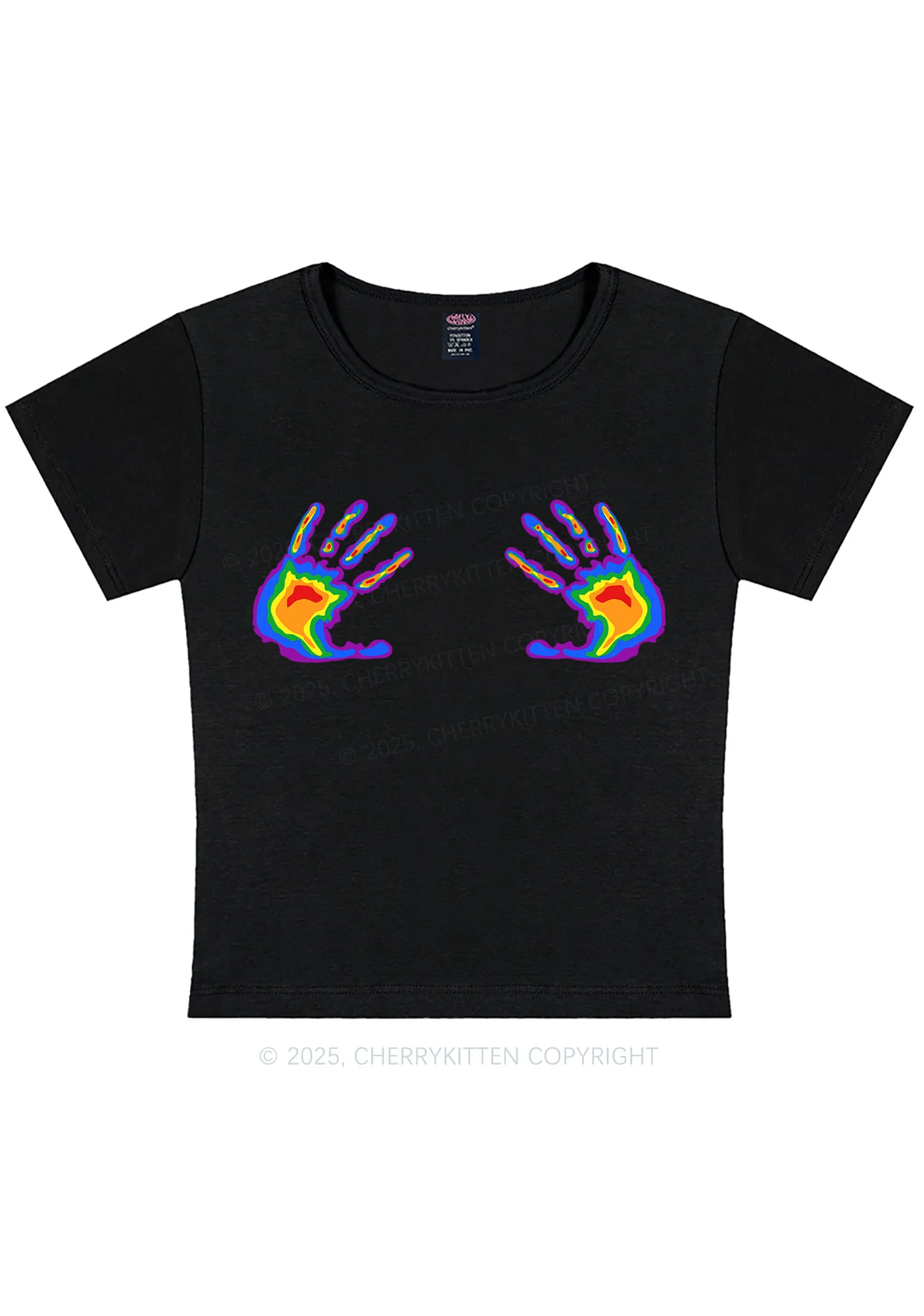 Pride Thermal Hands Y2K Baby Tee Cherrykitten - Image 4