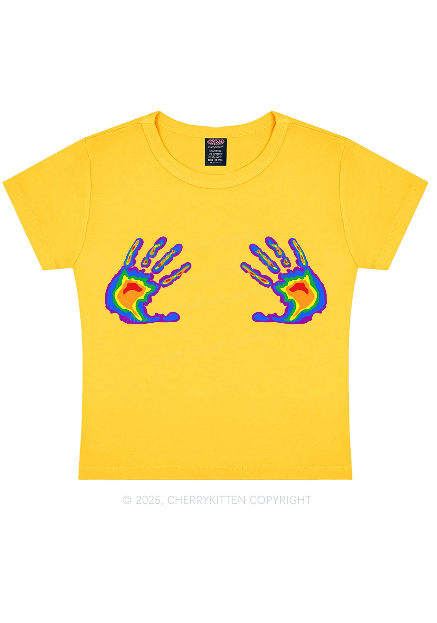 Pride Thermal Hands Y2K Baby Tee Cherrykitten - Image 5