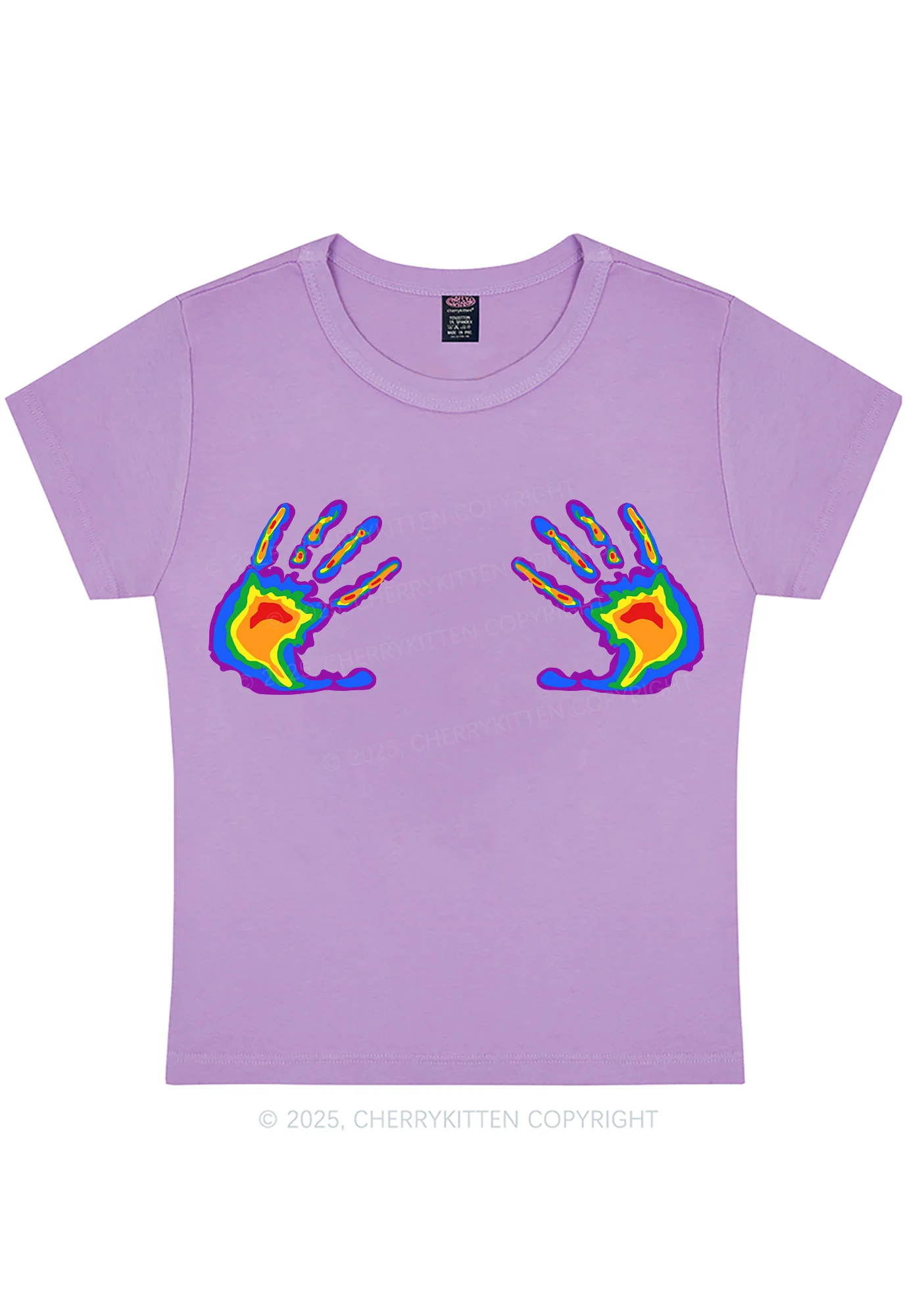 Pride Thermal Hands Y2K Baby Tee Cherrykitten - Image 6