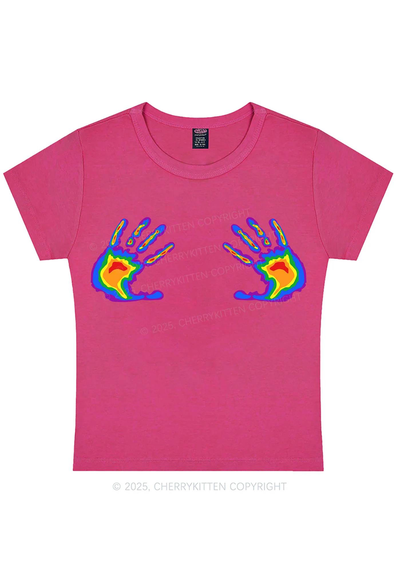Pride Thermal Hands Y2K Baby Tee Cherrykitten - Image 7