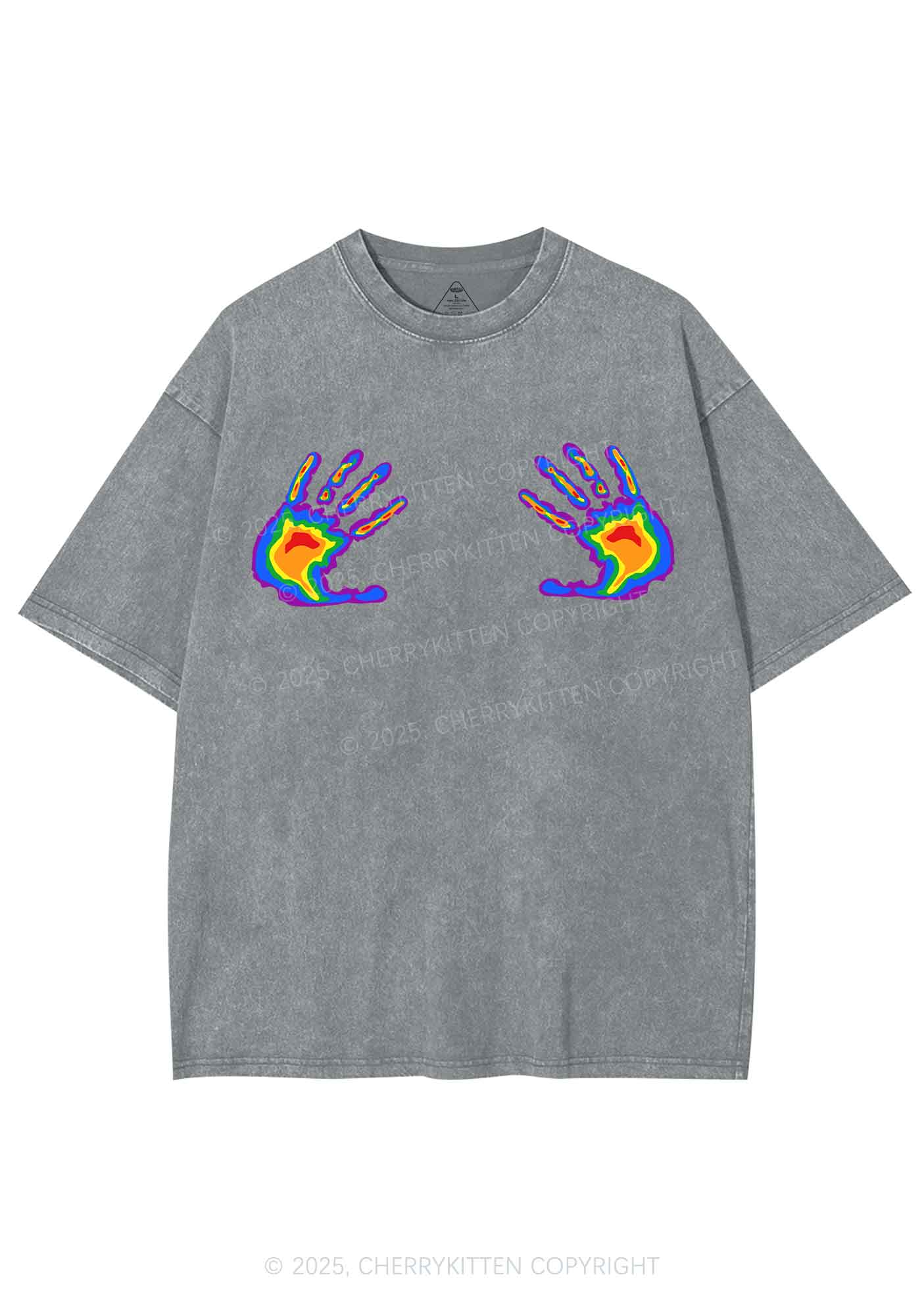 Pride Thermal Hands Y2K Shirts Washed Tee Cherrykitten - Image 8