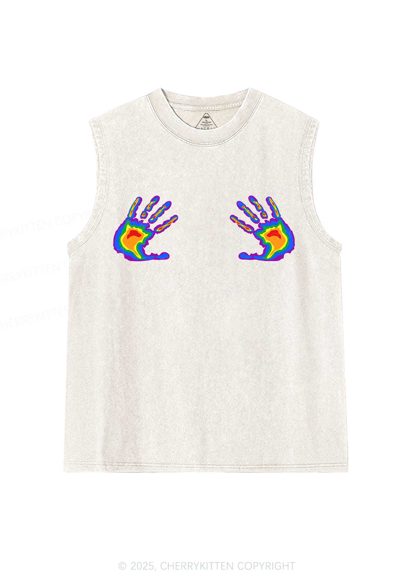 Pride Thermal Hands Y2K Washed Muscle Tank Cherrykitten - Image 4