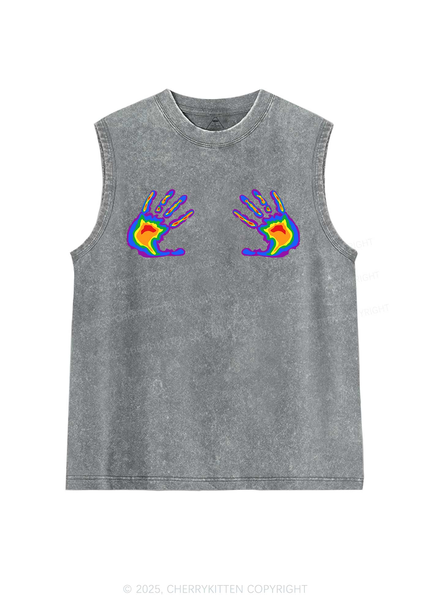 Pride Thermal Hands Y2K Washed Muscle Tank Cherrykitten - Image 6