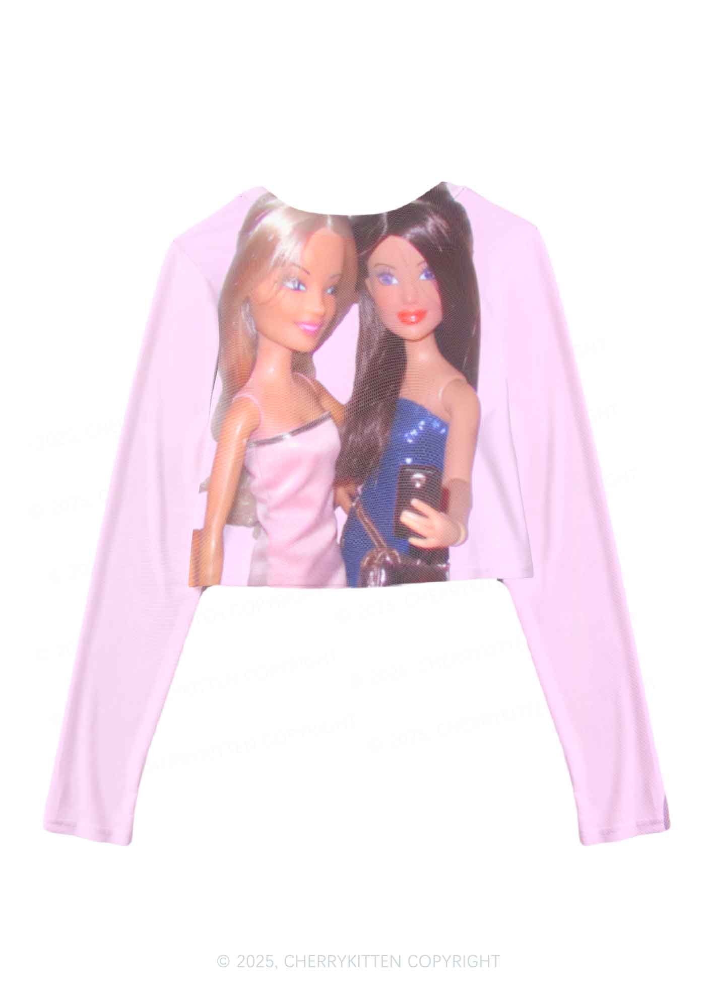 Princess Doll Y2K Mesh Long Sleeve Crop Top Cherrykitten - Image 2
