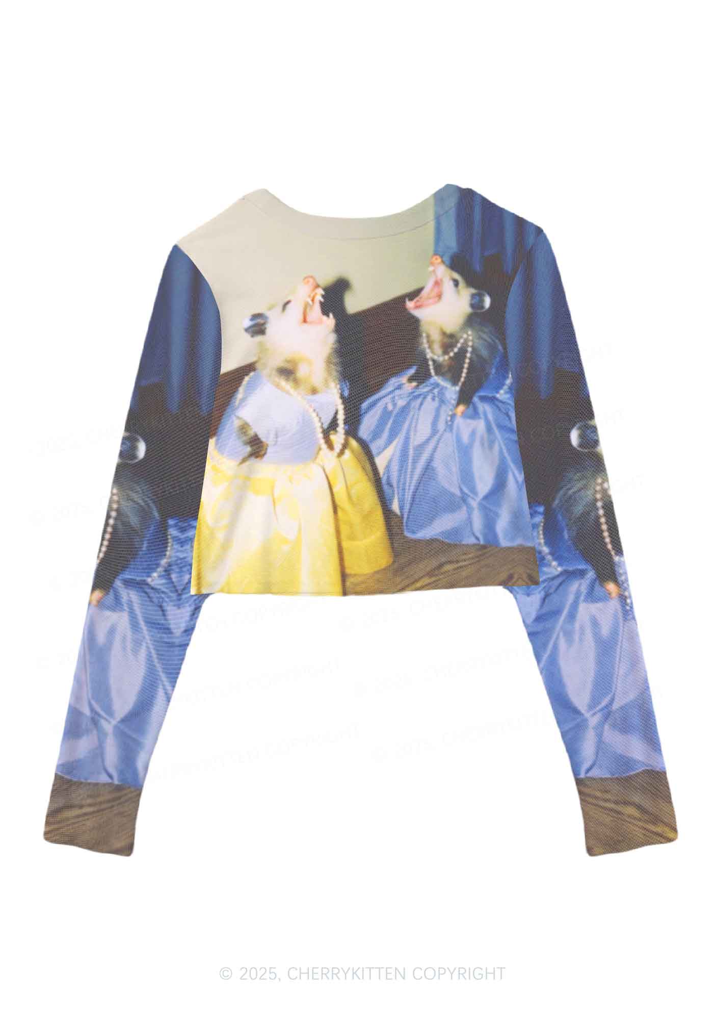 Princess Rats Y2K Mesh Long Sleeve Crop Top Cherrykitten - Image 2