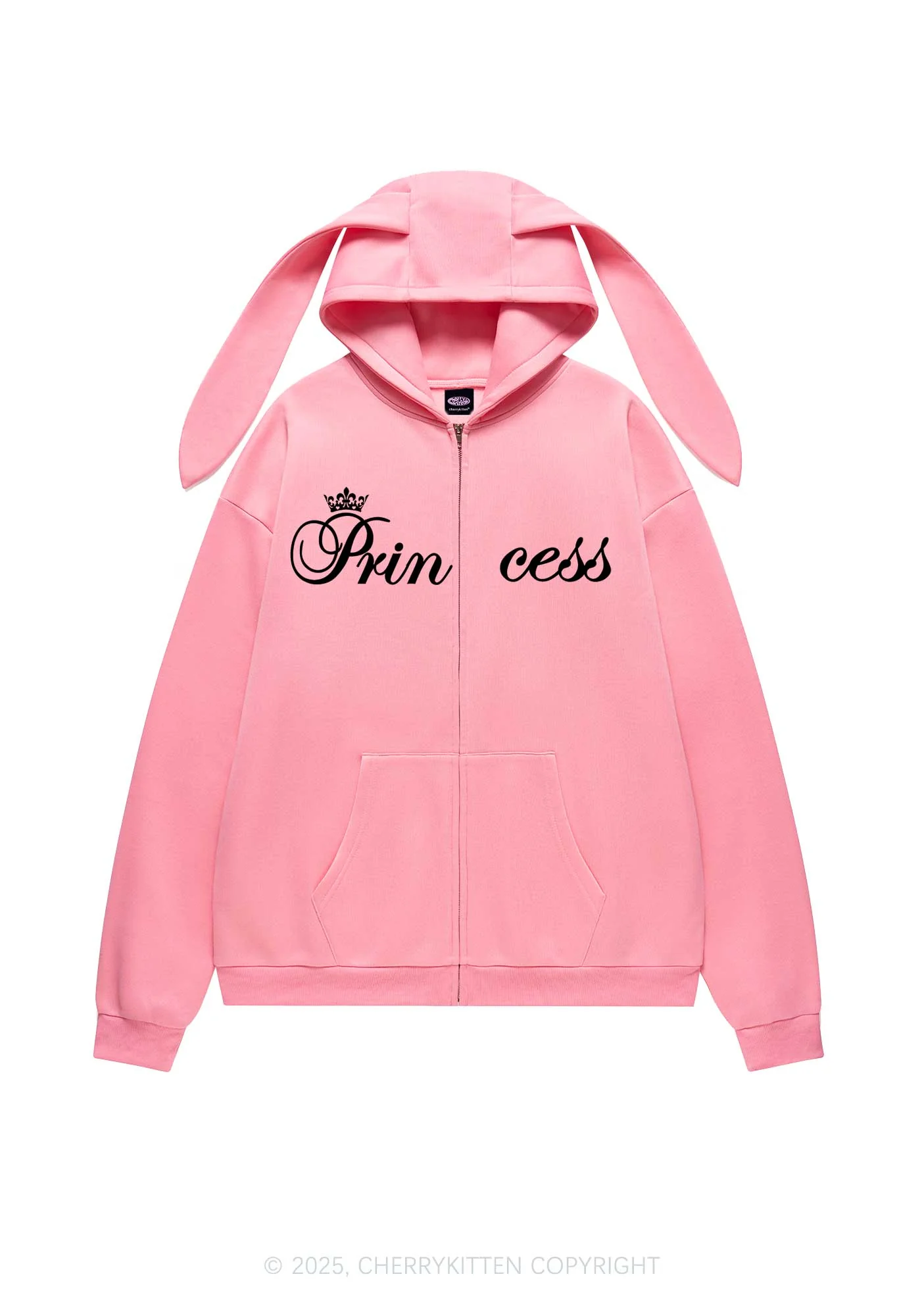 Princess Y2K Bunny Ear Zip Hoodie Cherrykitten - Image 3
